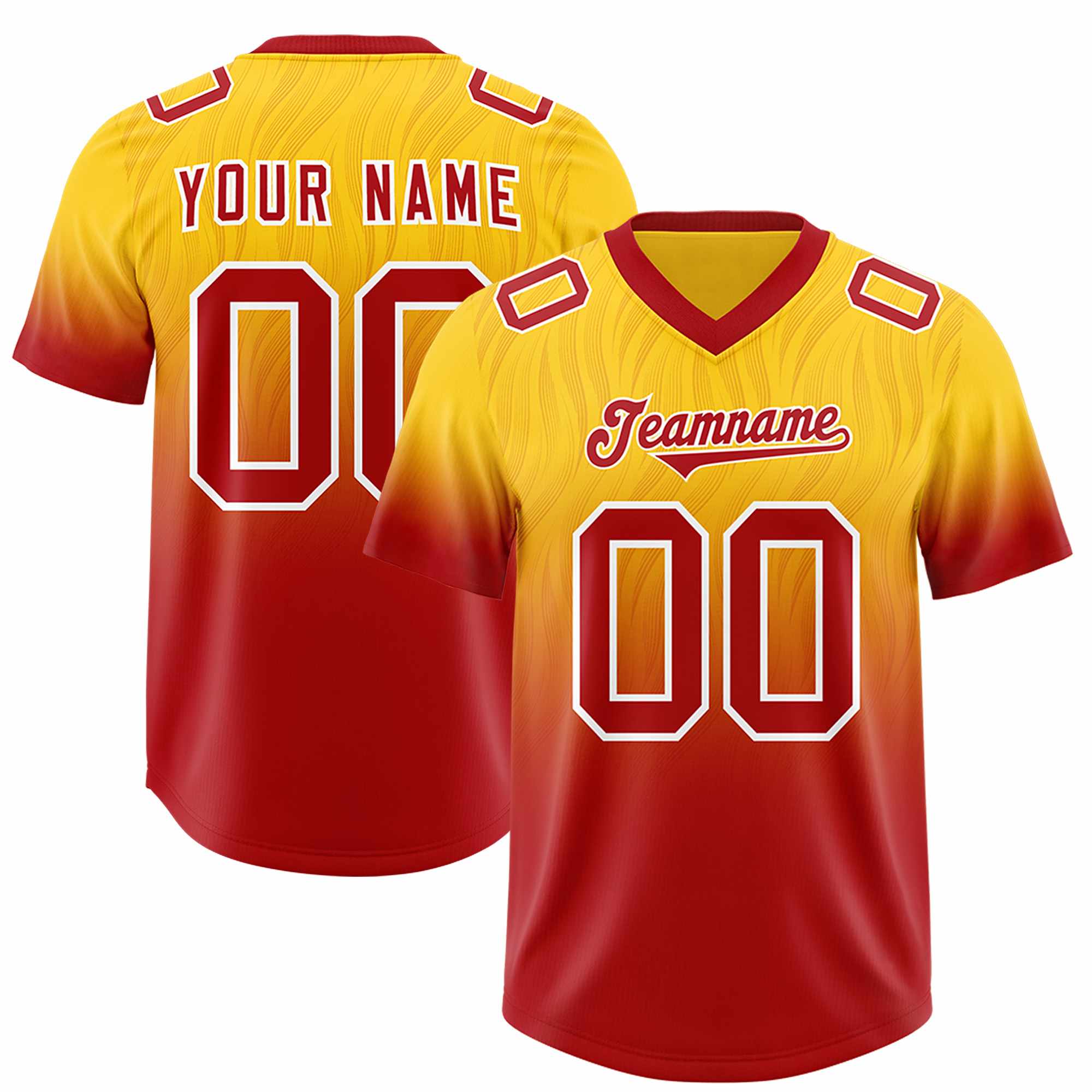 Custom Gold Red Gradient Fashion Outdoor Authentic American Football Jersey