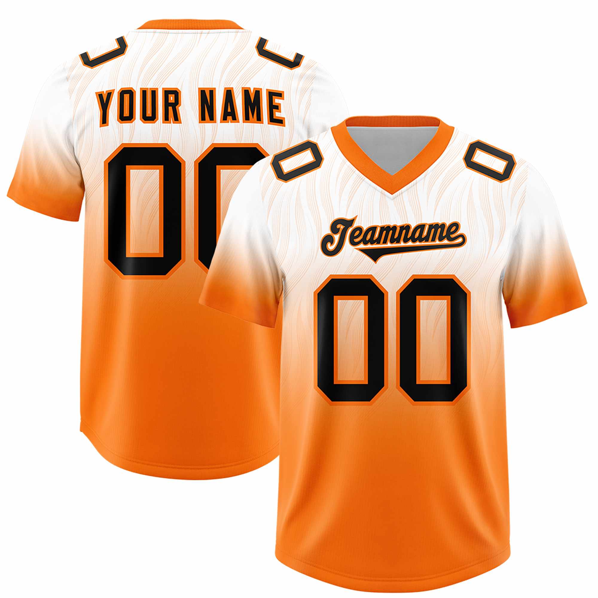 Custom White Orange Gradient Fashion Outdoor Authentic American Football Jersey