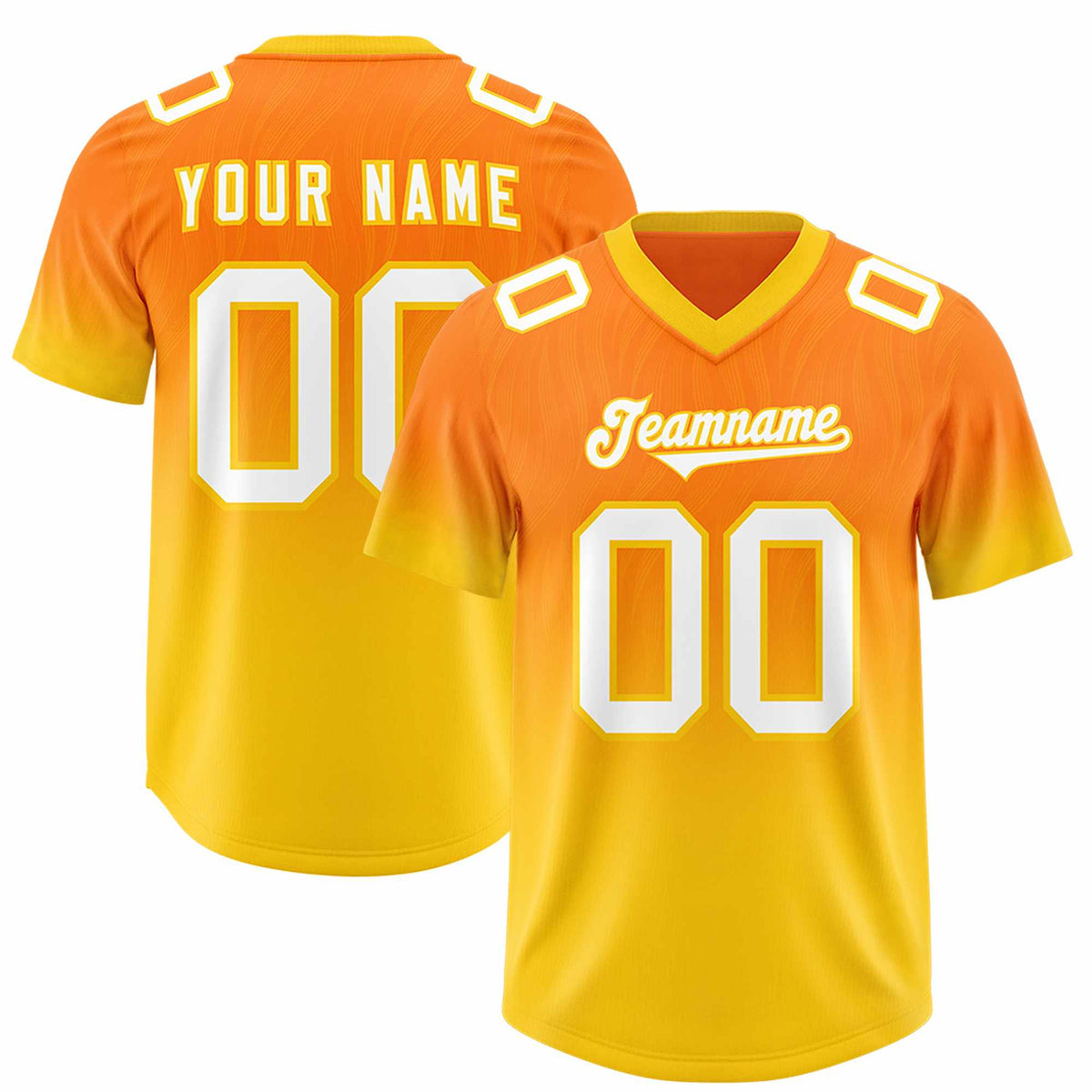 Custom Orange Gold Gradient Fashion Outdoor Authentic American Football Jersey