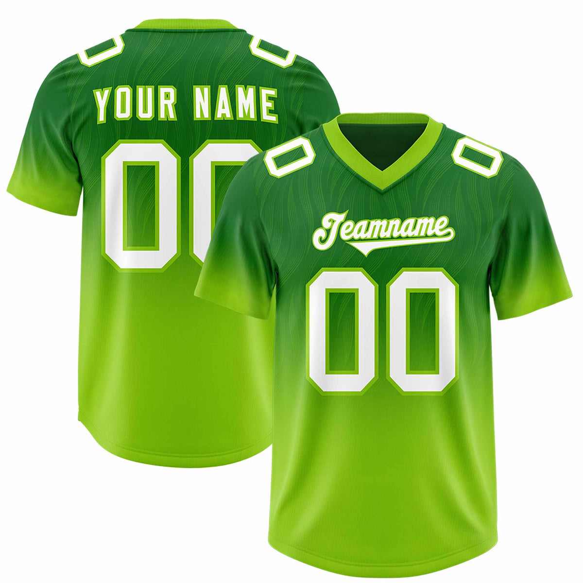 Custom Kelly Green Neon Green Gradient Fashion Outdoor Authentic American Football Jersey