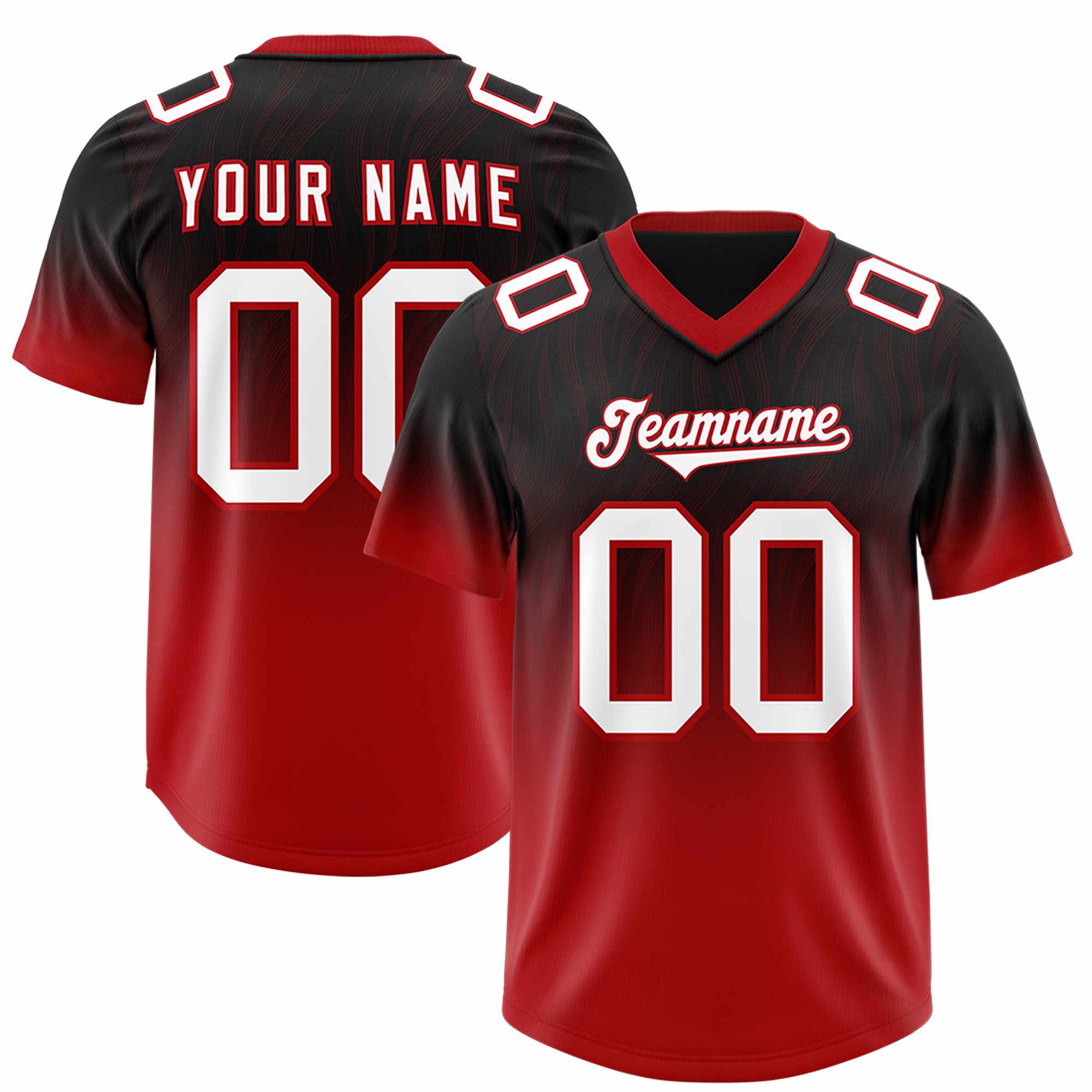 Custom Black Red Gradient Fashion Outdoor Authentic American Football Jersey