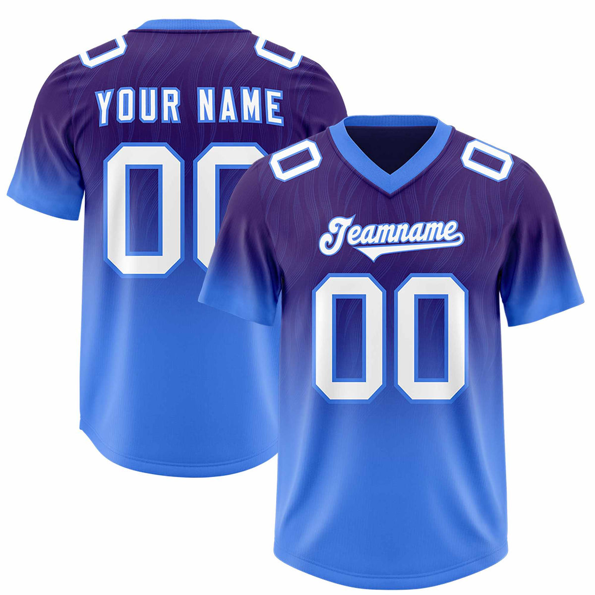 Custom Purple Powder Blue Gradient Fashion Outdoor Authentic American Football Jersey