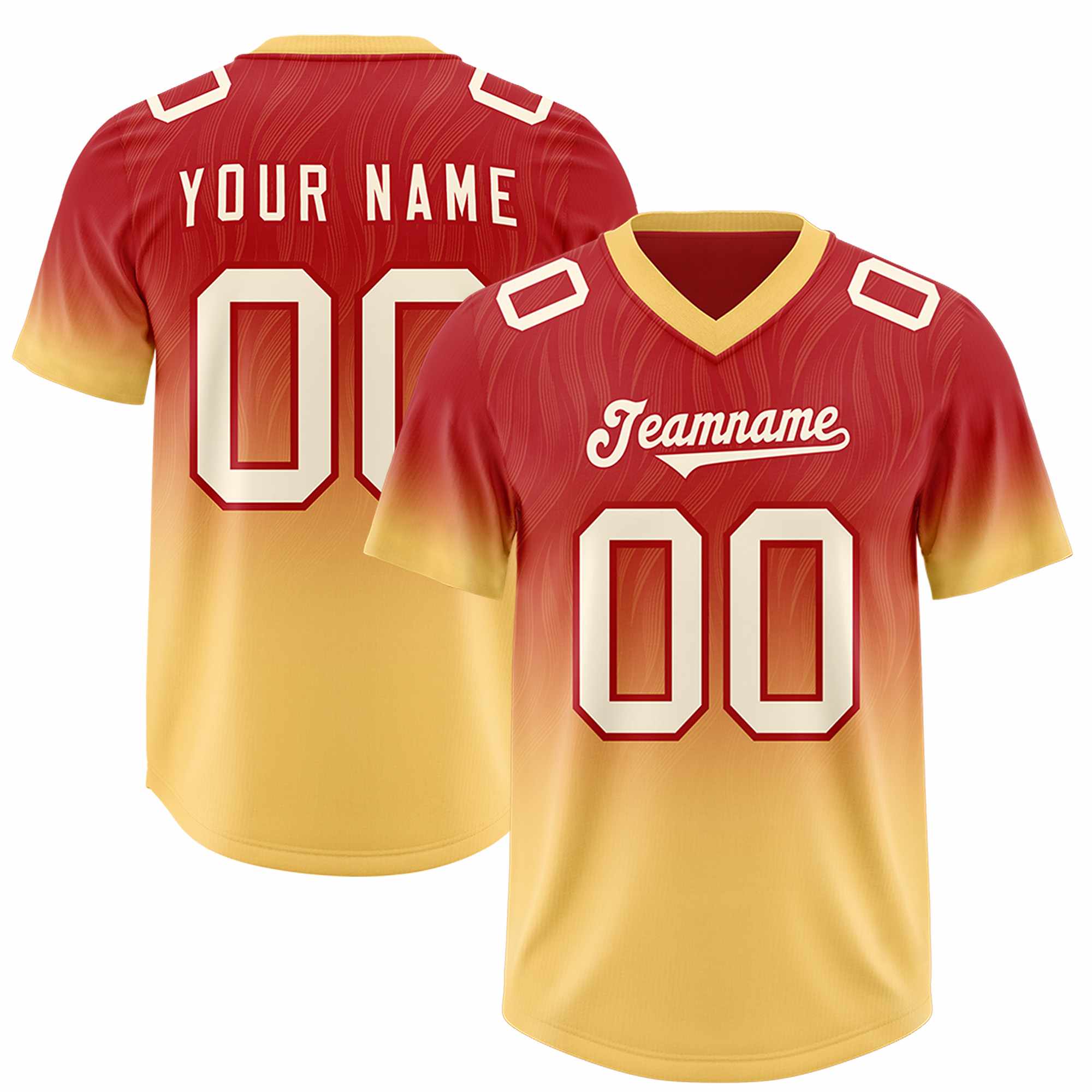 Custom Red Khaki Gradient Fashion Outdoor Authentic American Football Jersey
