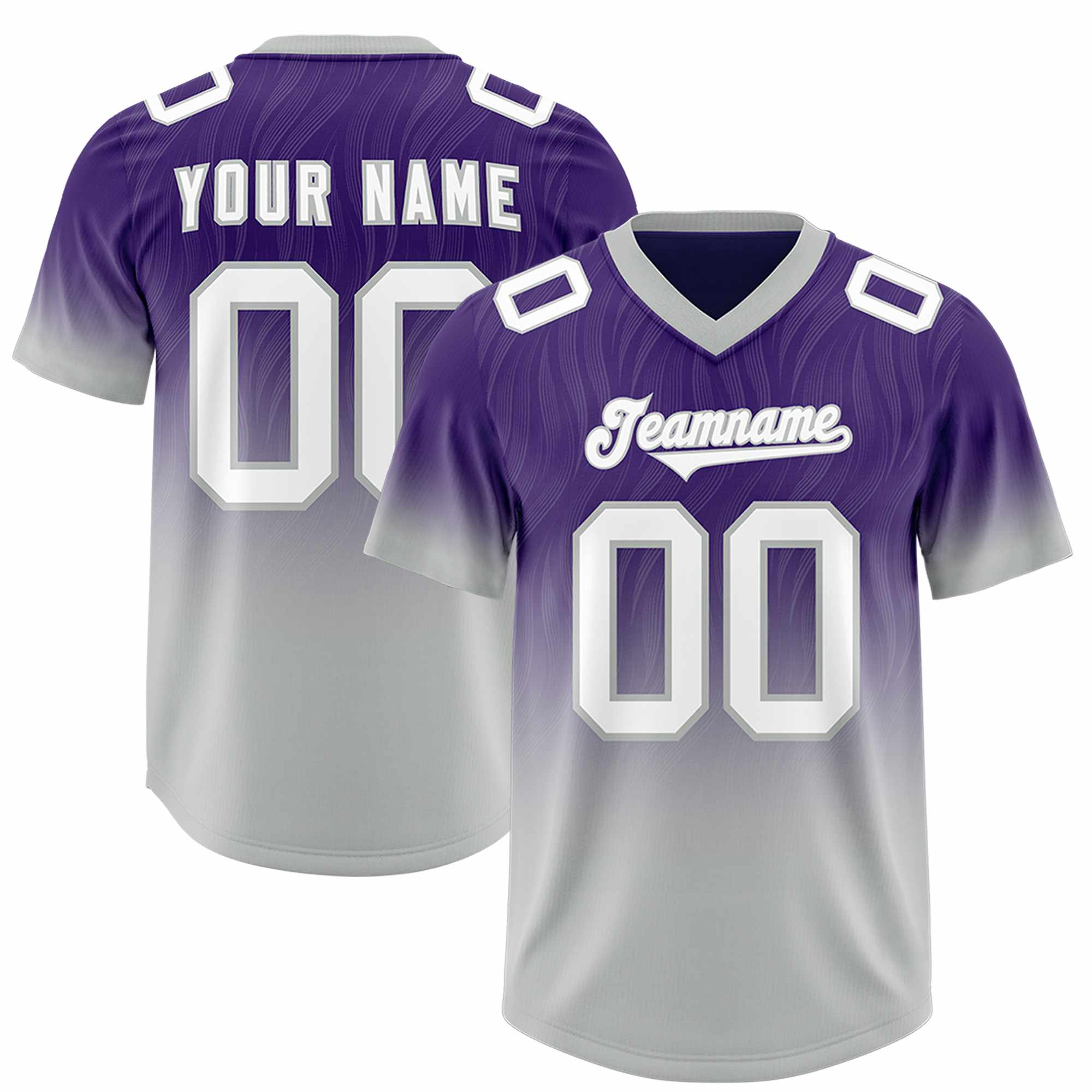 Custom Purple Gray Gradient Fashion Outdoor Authentic American Football Jersey