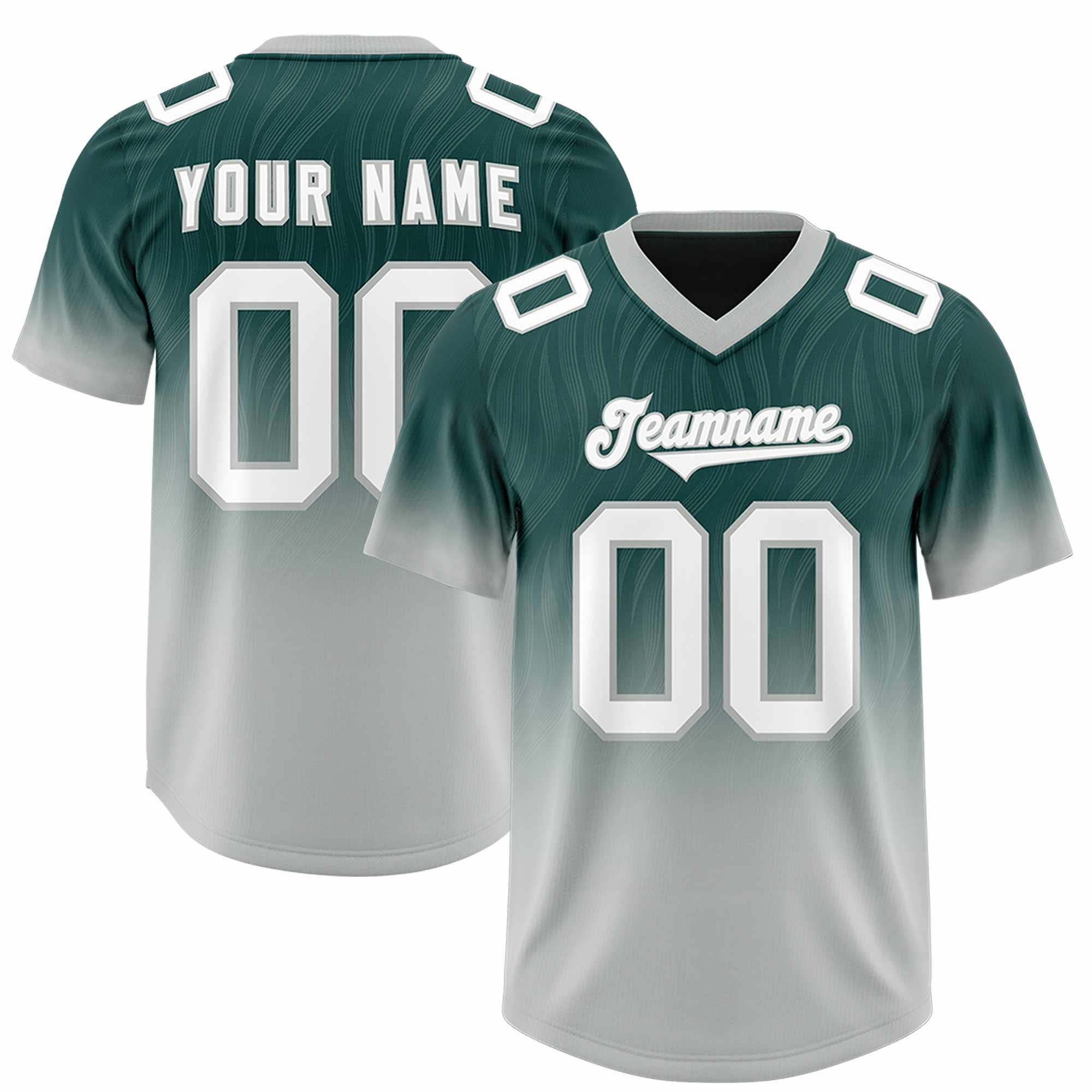 Custom Midnight Green Gray Gradient Fashion Outdoor Authentic American Football Jersey