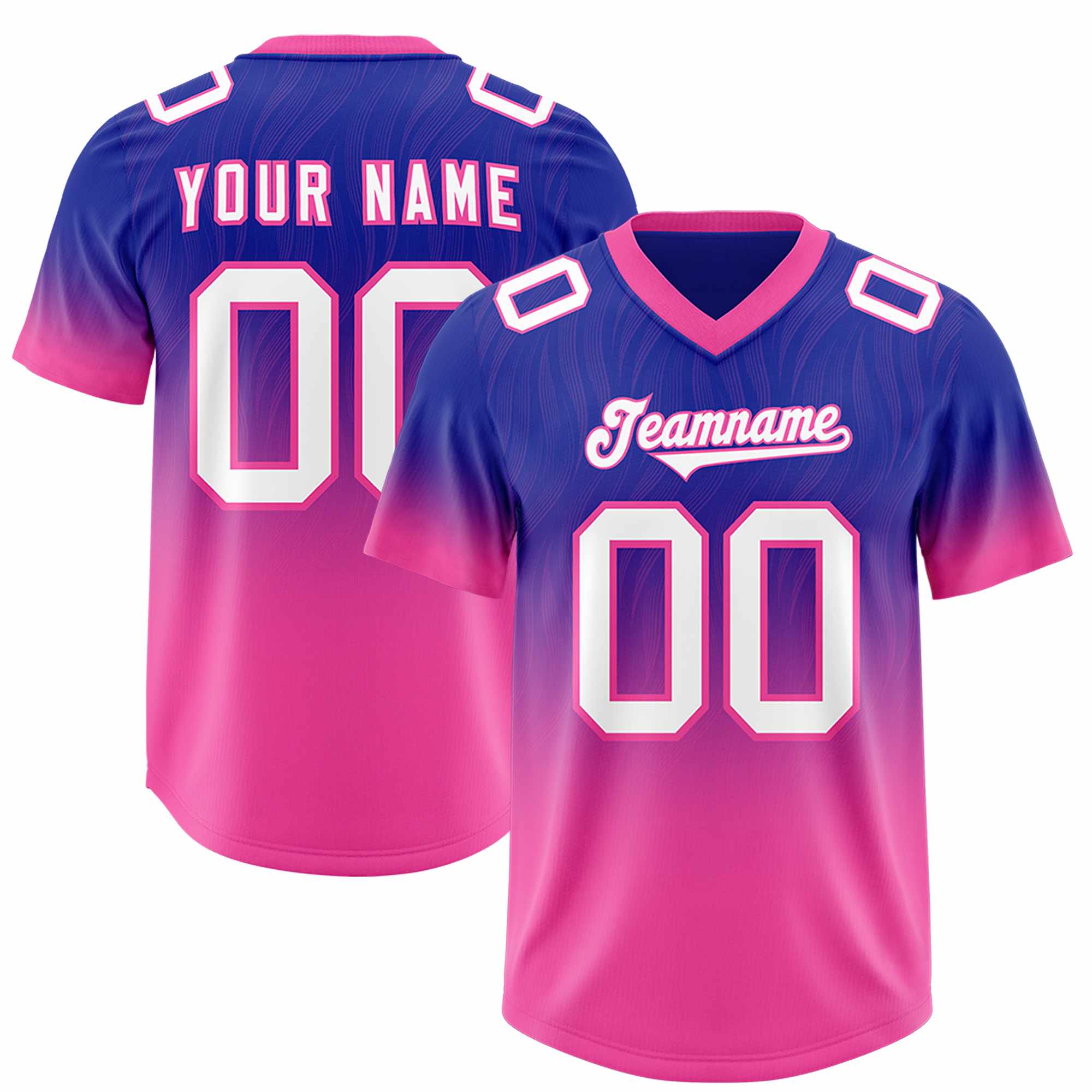 Custom Royal Pink Gradient Fashion Outdoor Authentic American Football Jersey