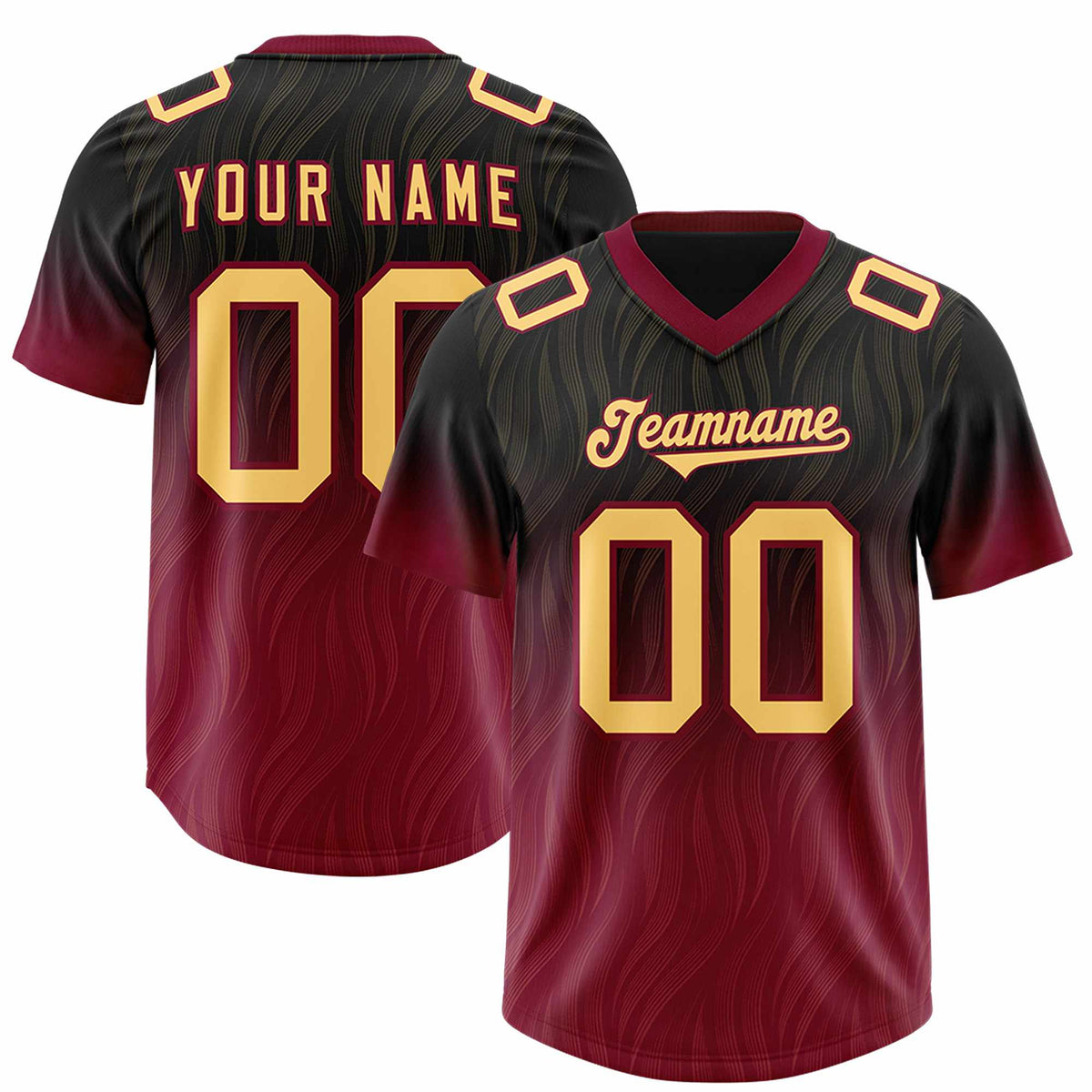 Custom Black Cardinal Gradient Fashion Outdoor Authentic American Football Jersey