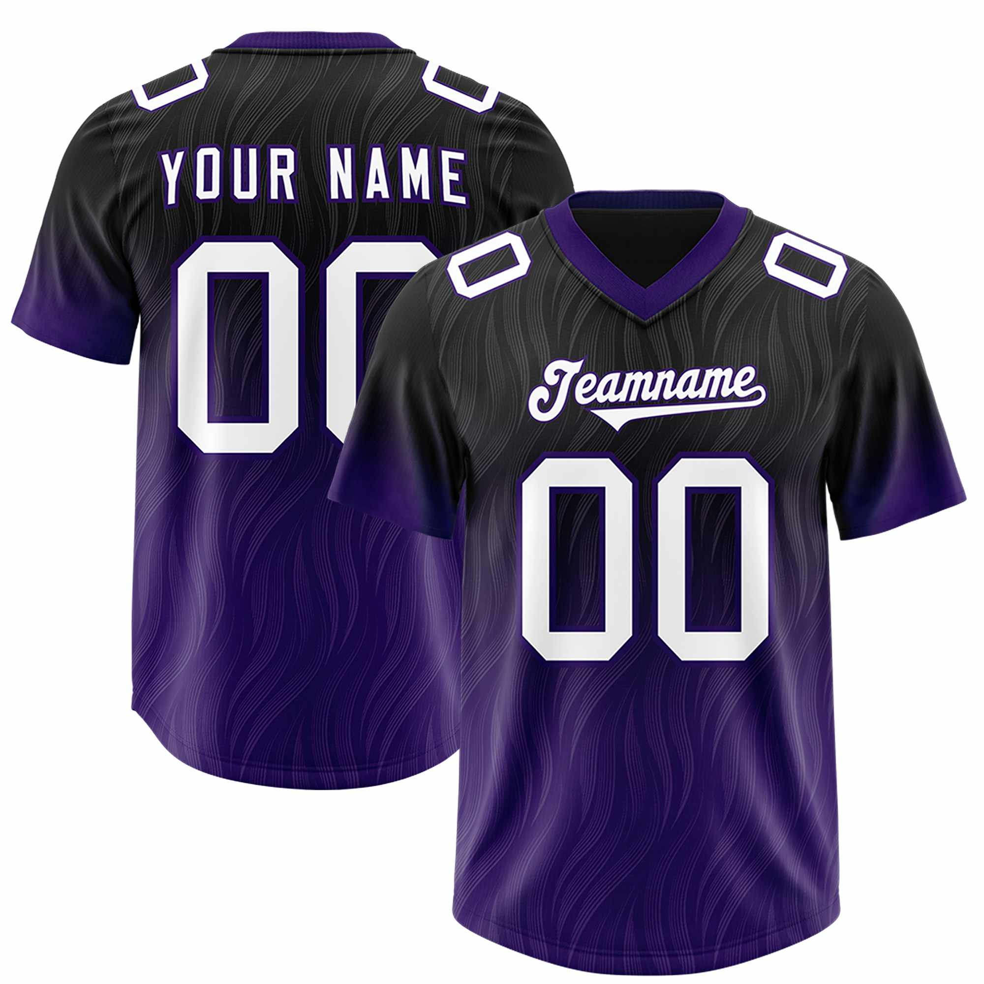 Custom Black Purple Gradient Fashion Outdoor Authentic American Football Jersey
