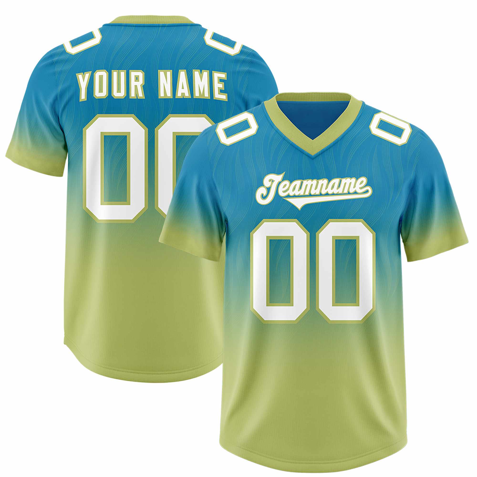 Custom Panther Blue Champagne Gradient Fashion Outdoor Authentic American Football Jersey