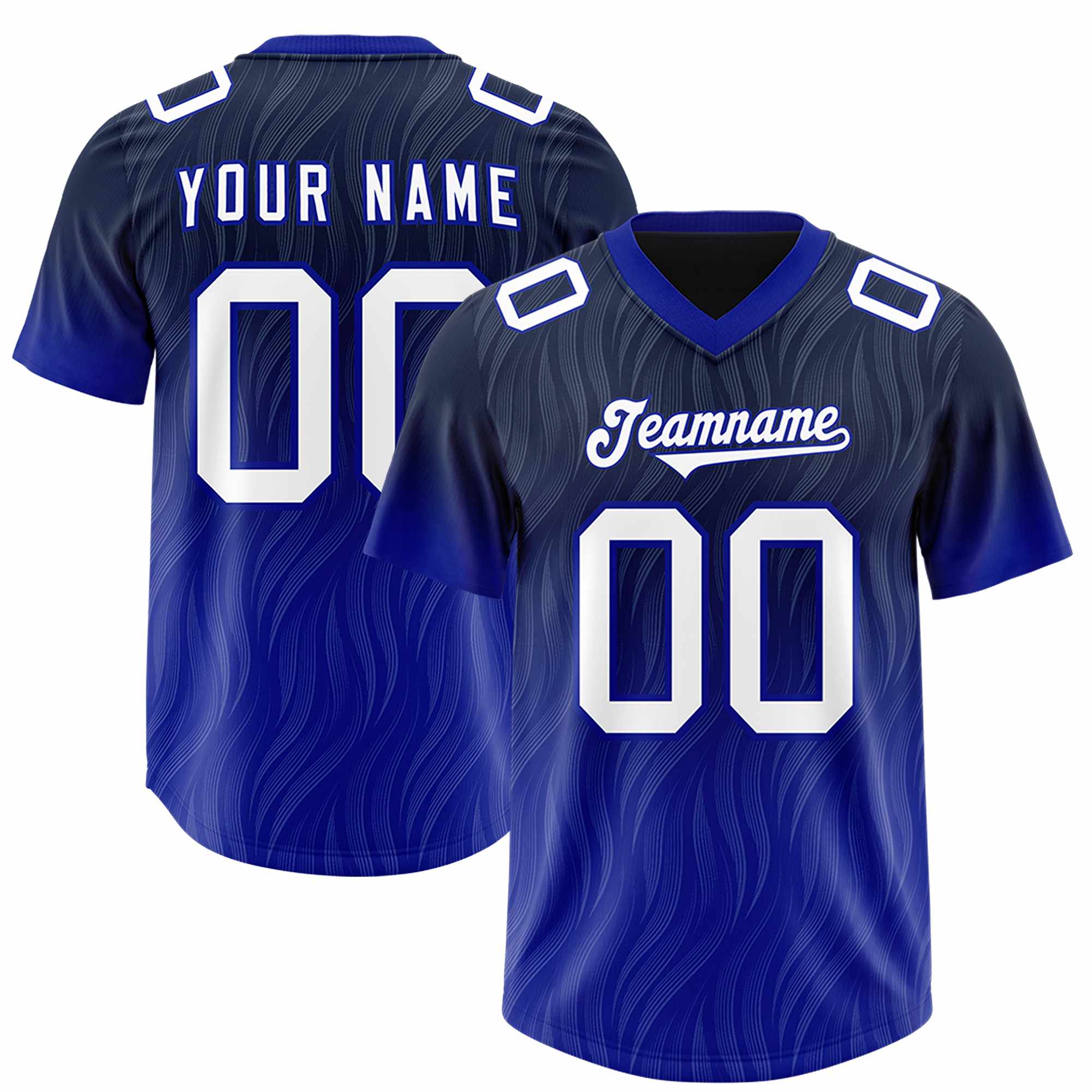 Custom Navy Royal Gradient Fashion Outdoor Authentic American Football Jersey