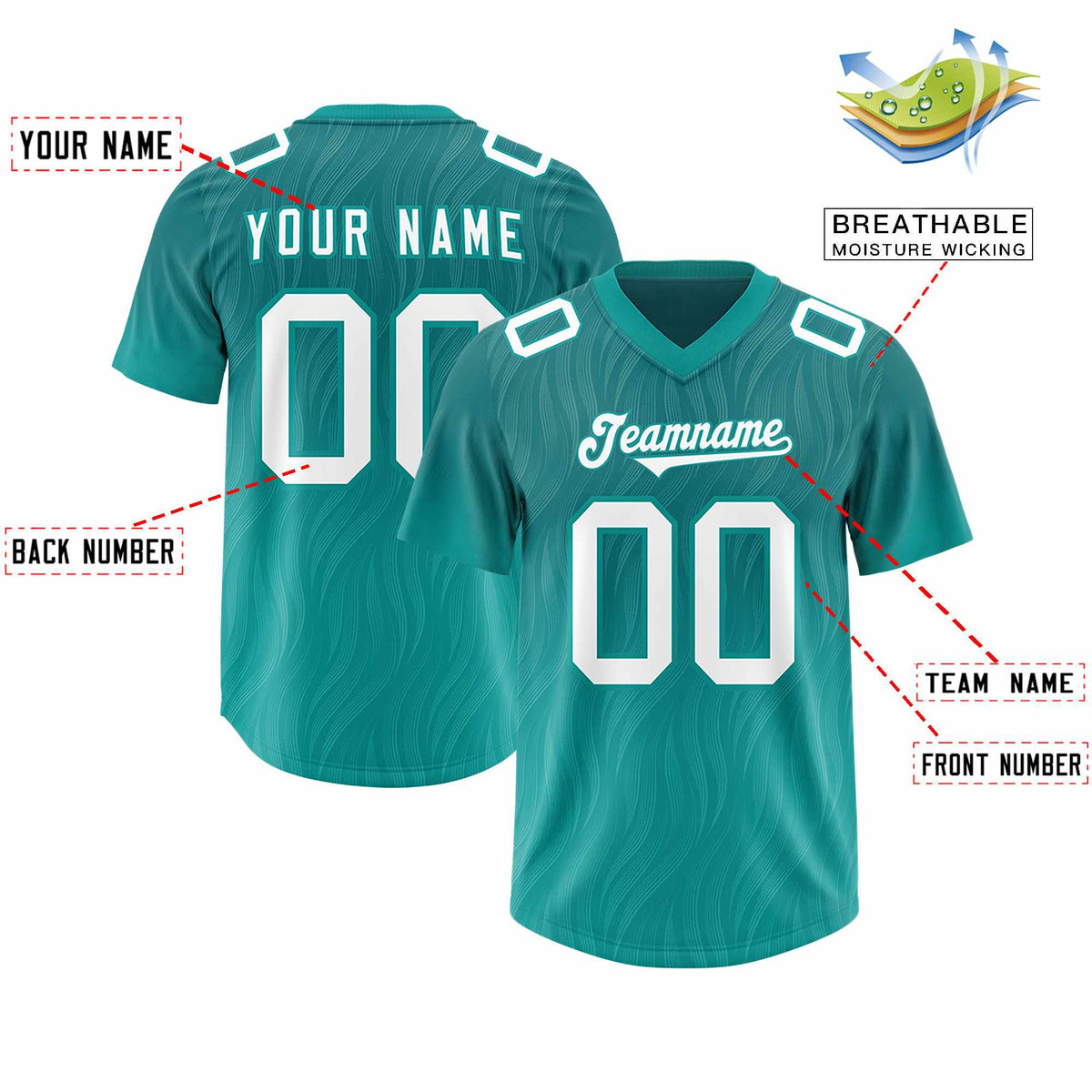 Custom Aqua Aqua Gradient Fashion Outdoor Authentic American Football Jersey