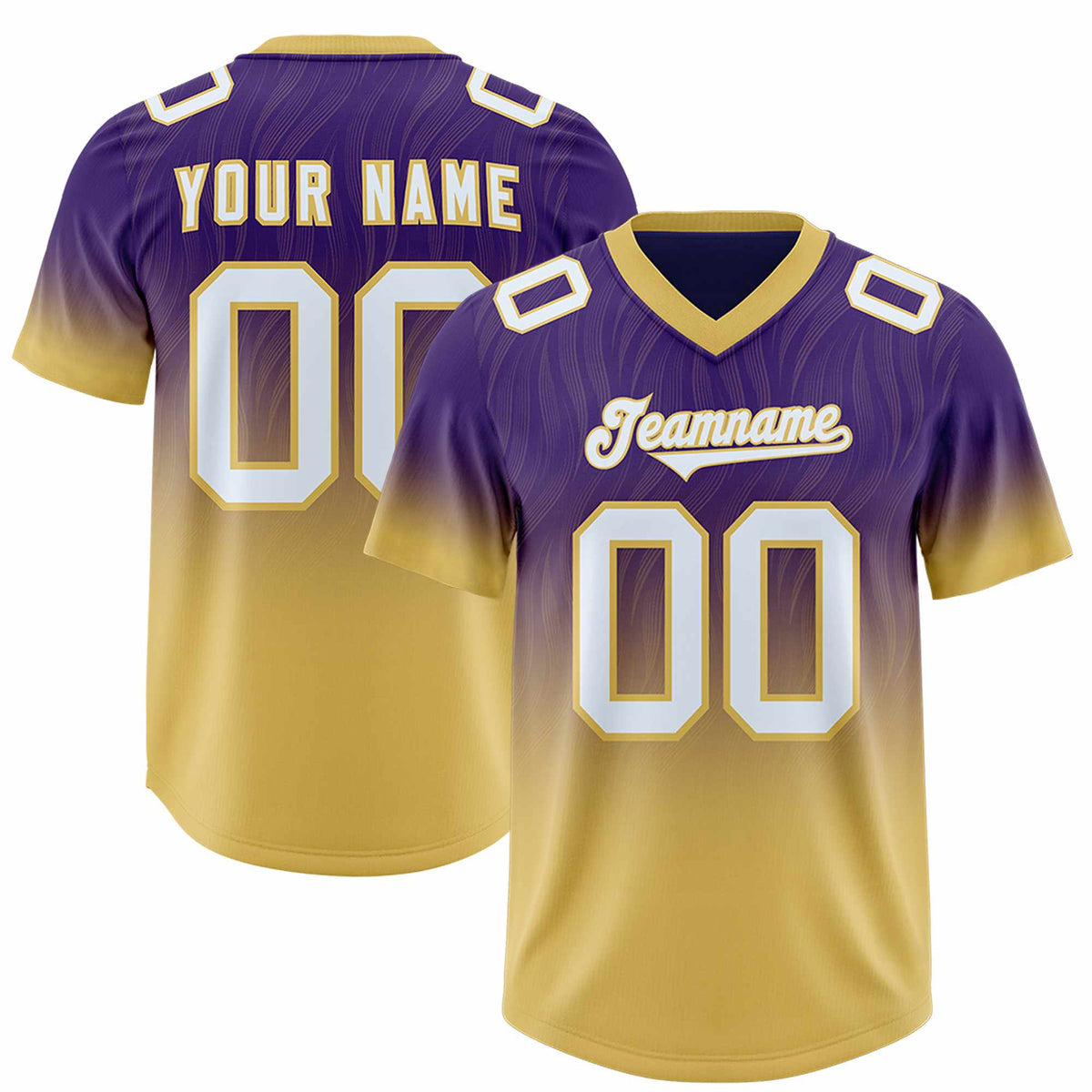 Custom Purple Old Gold Gradient Fashion Outdoor Authentic American Football Jersey