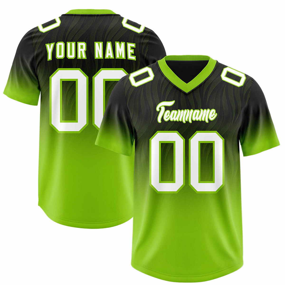 Custom Black Neon Green Gradient Fashion Outdoor Authentic American Football Jersey