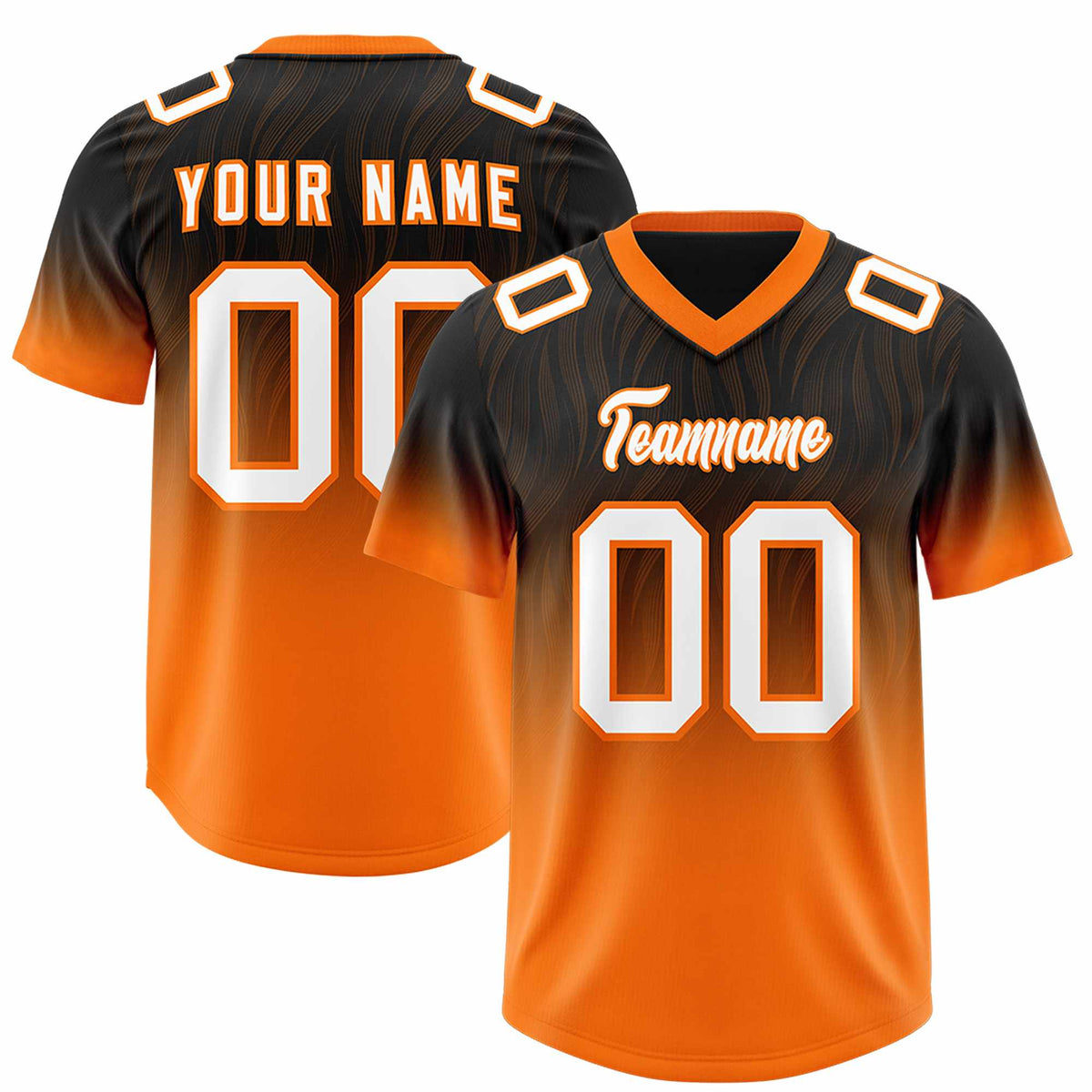 Custom Black Orange Gradient Fashion Outdoor Authentic American Football Jersey