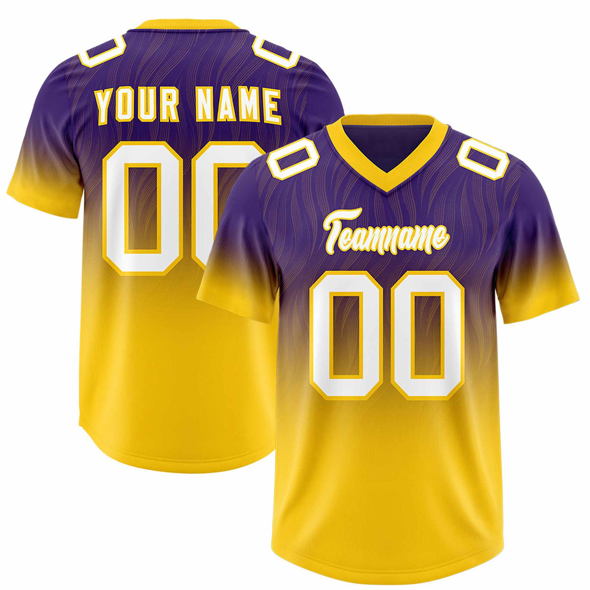 Custom Purple Gold Gradient Fashion Outdoor Authentic American Football Jersey