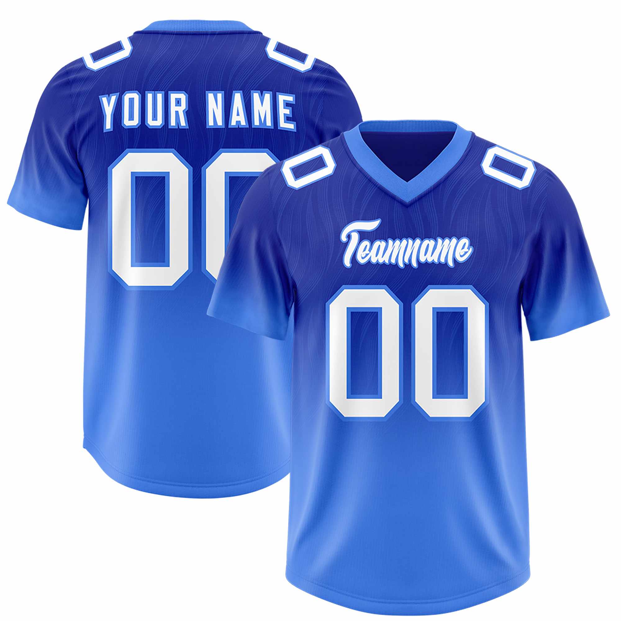 Custom Royal Powder Blue Gradient Fashion Outdoor Authentic American Football Jersey