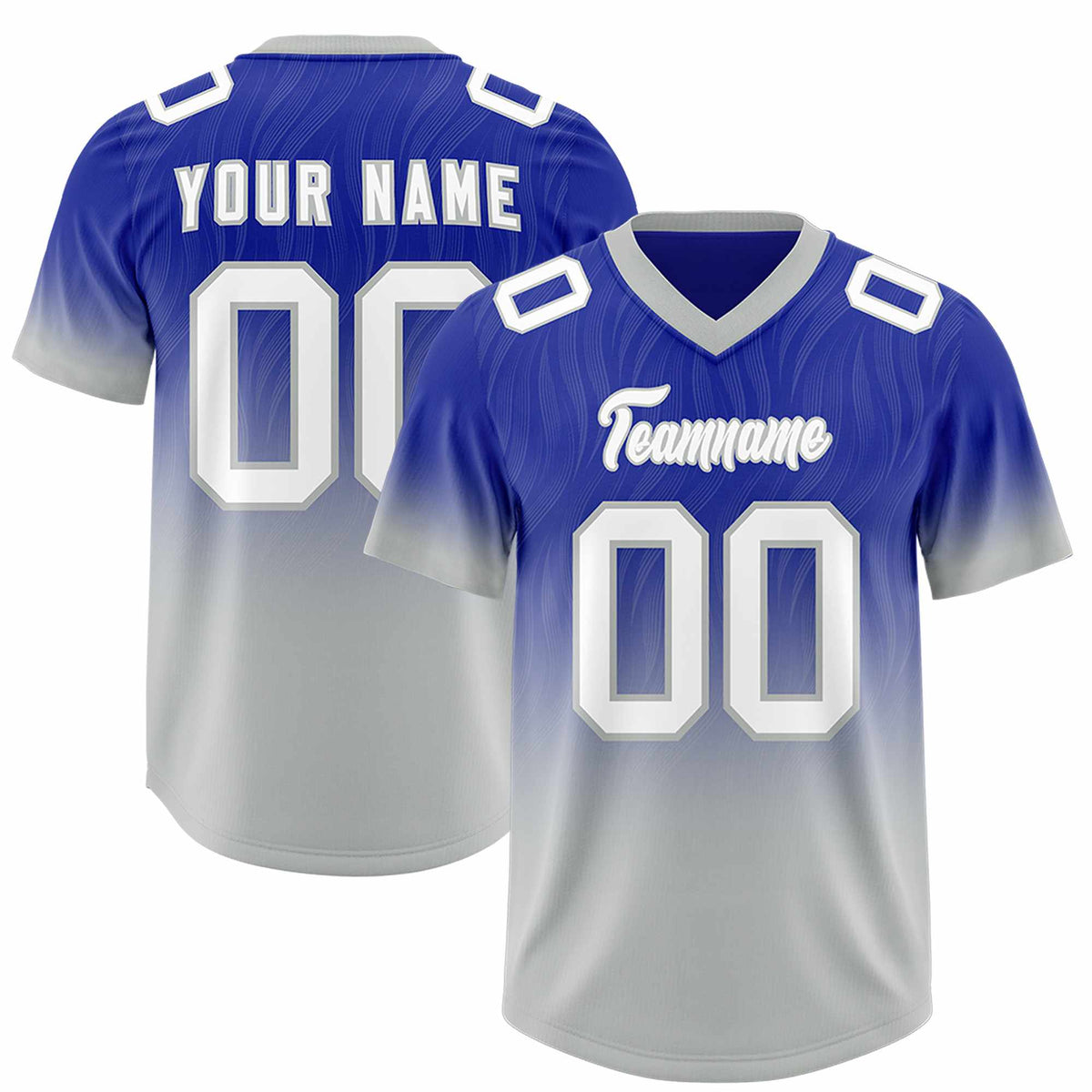 Custom Royal Gray Gradient Fashion Outdoor Authentic American Football Jersey