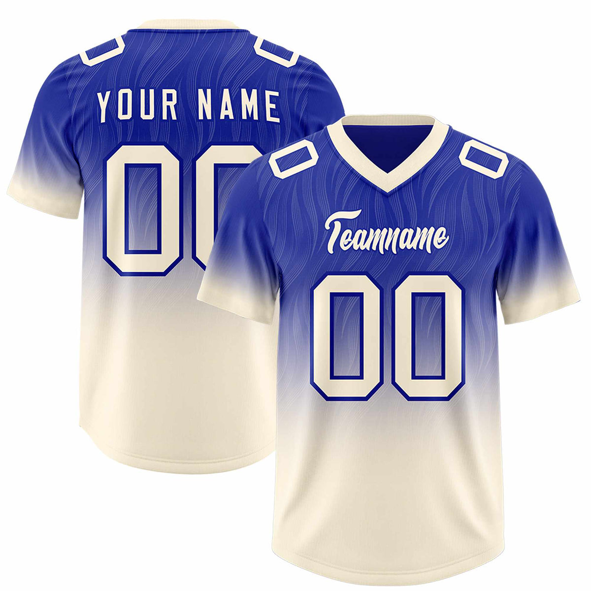 Custom Royal Cream Gradient Fashion Outdoor Authentic American Football Jersey