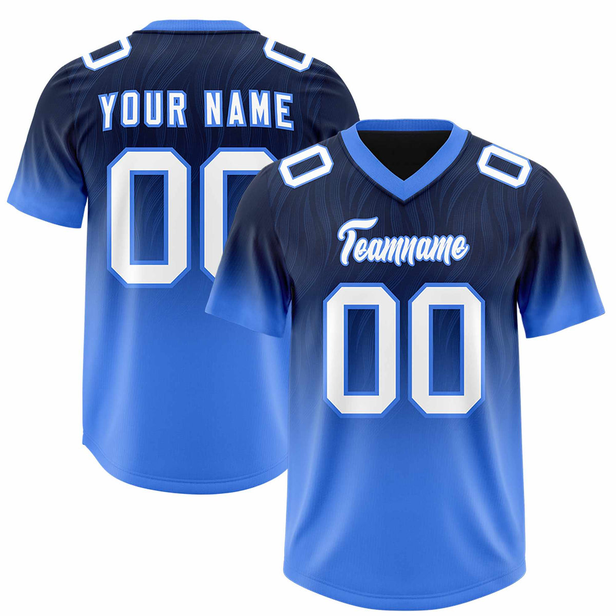 Custom Navy Powder Blue Gradient Fashion Outdoor Authentic American Football Jersey