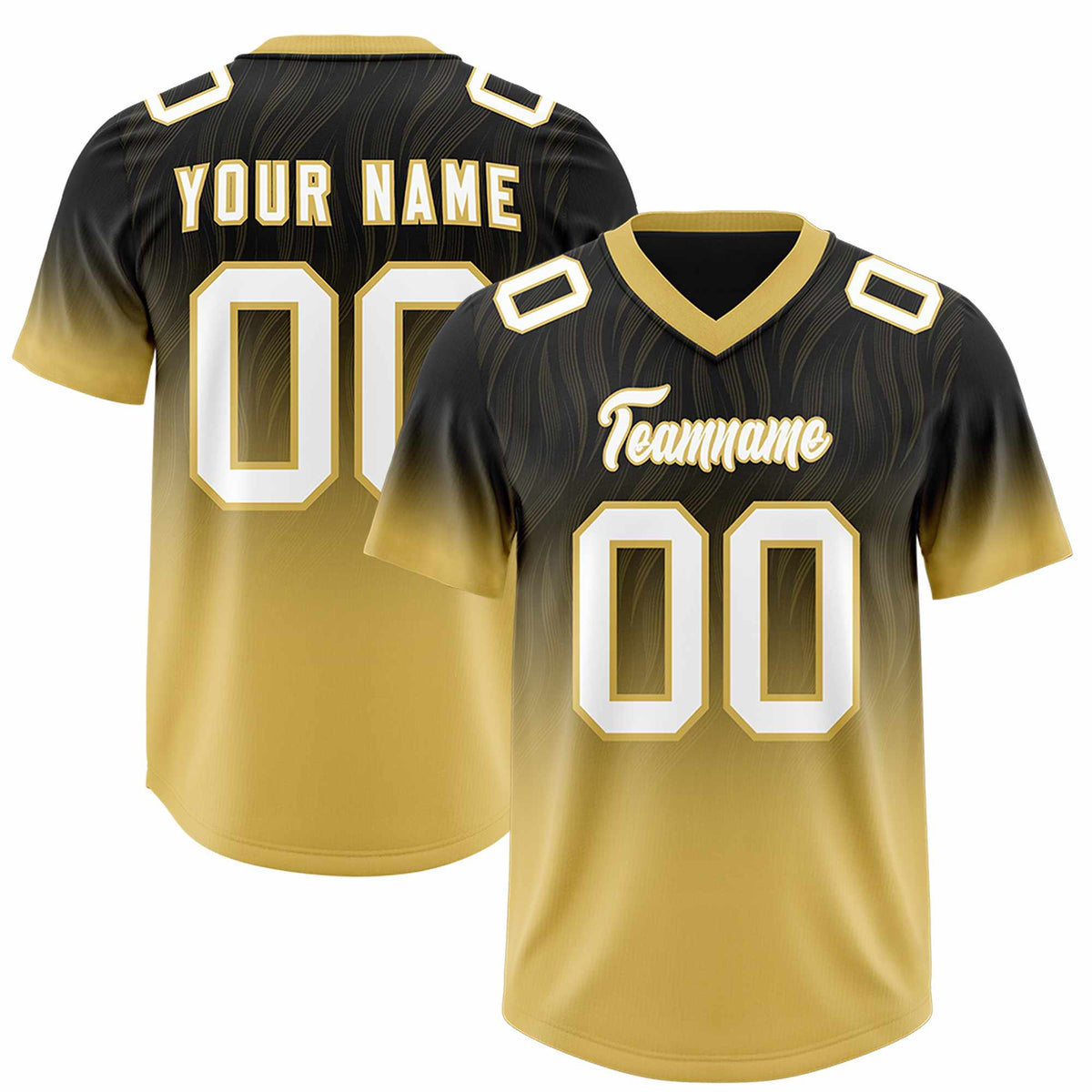Custom Black Old Gold Gradient Fashion Outdoor Authentic American Football Jersey