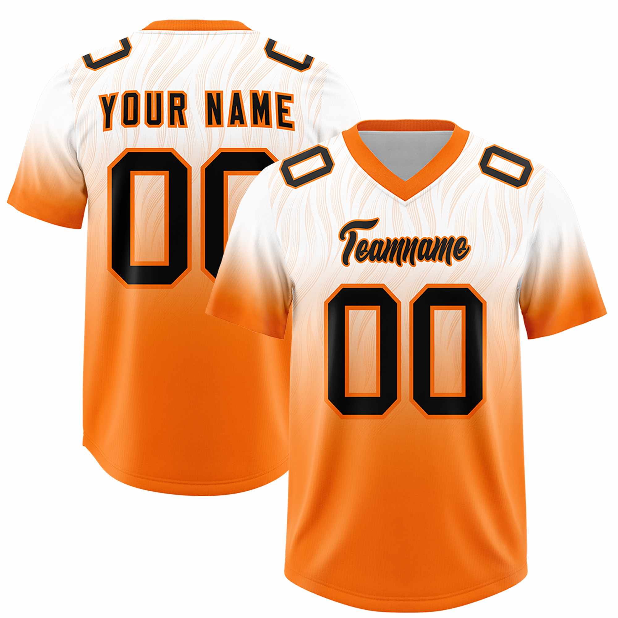 Custom White Orange Gradient Fashion Outdoor Authentic American Football Jersey