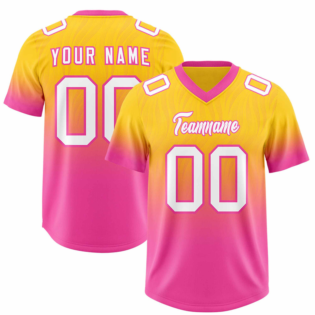 Custom Gold Pink Gradient Fashion Outdoor Authentic American Football Jersey