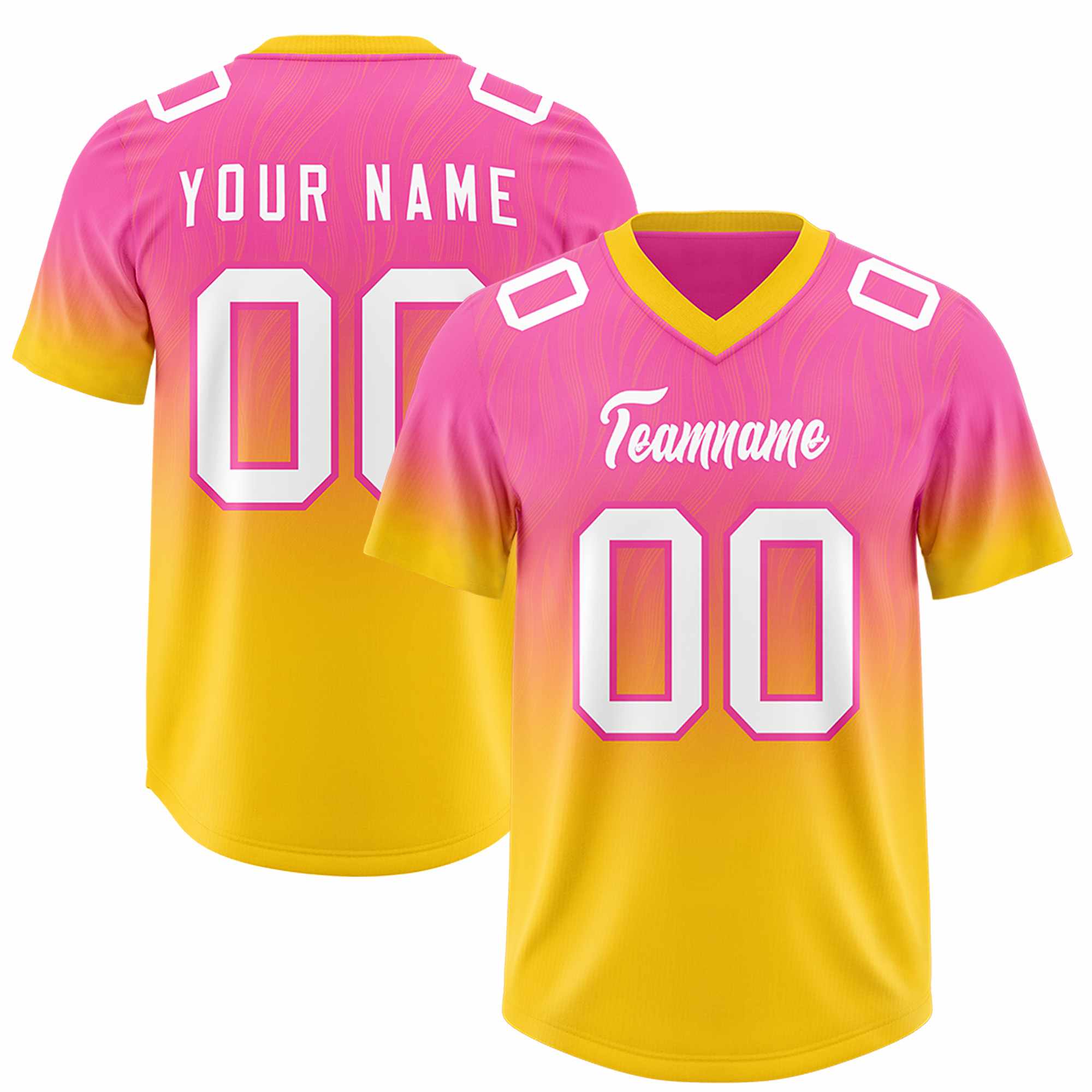 Custom Pink Gold Gradient Fashion Outdoor Authentic American Football Jersey