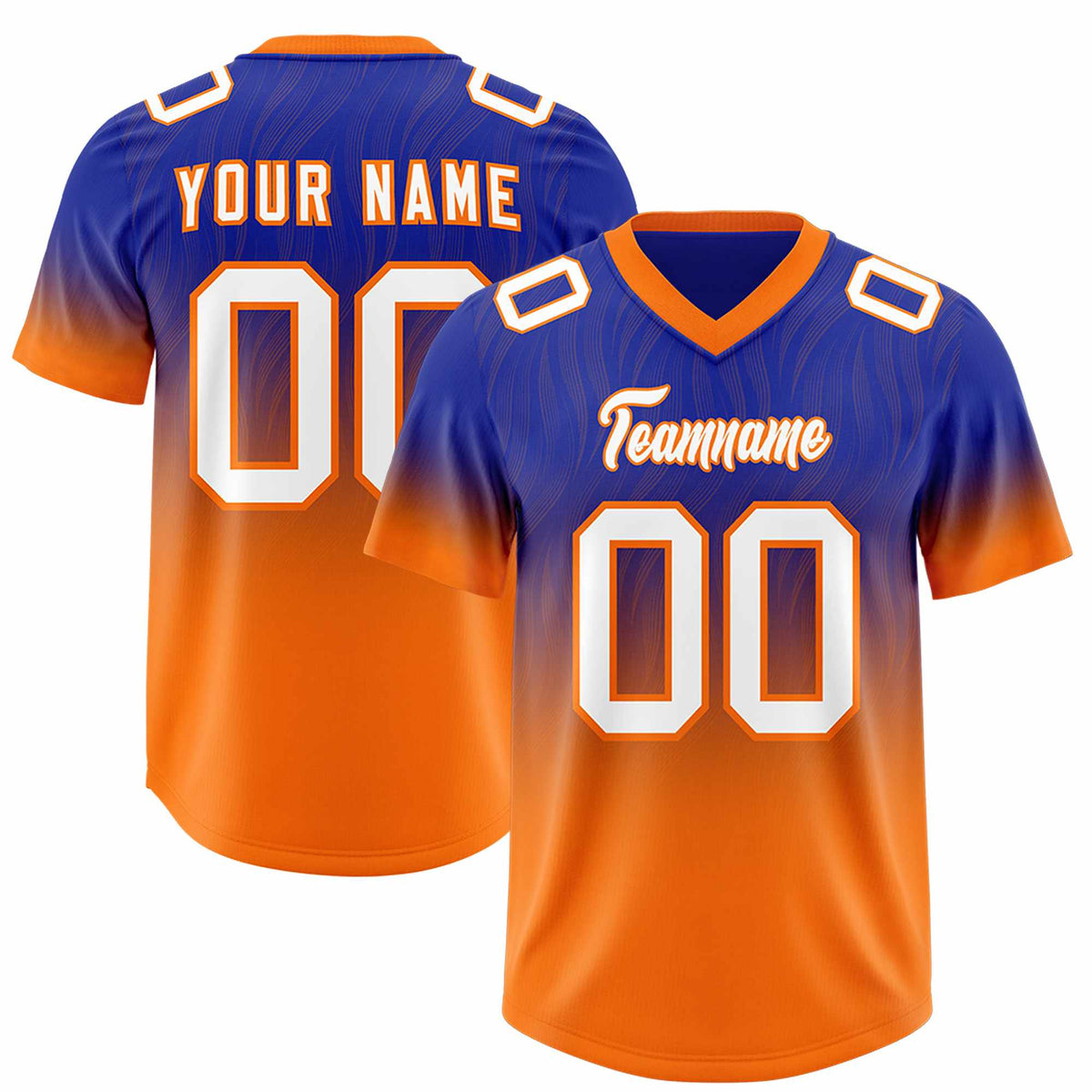 Custom Royal Orange Gradient Fashion Outdoor Authentic American Football Jersey