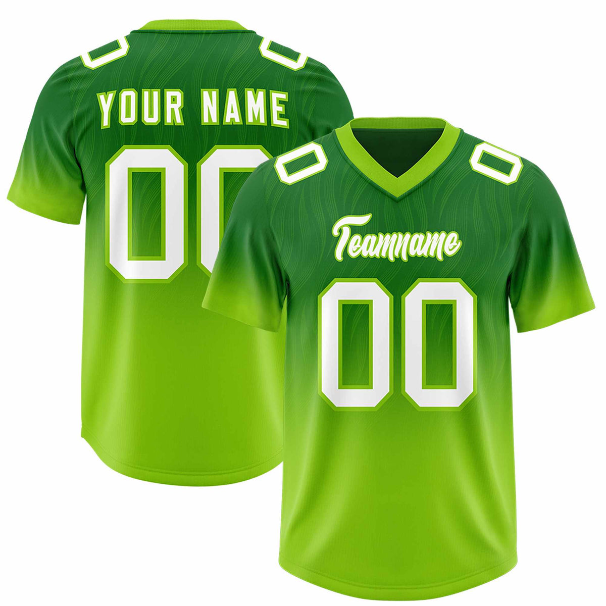 Custom Kelly Green Neon Green Gradient Fashion Outdoor Authentic American Football Jersey