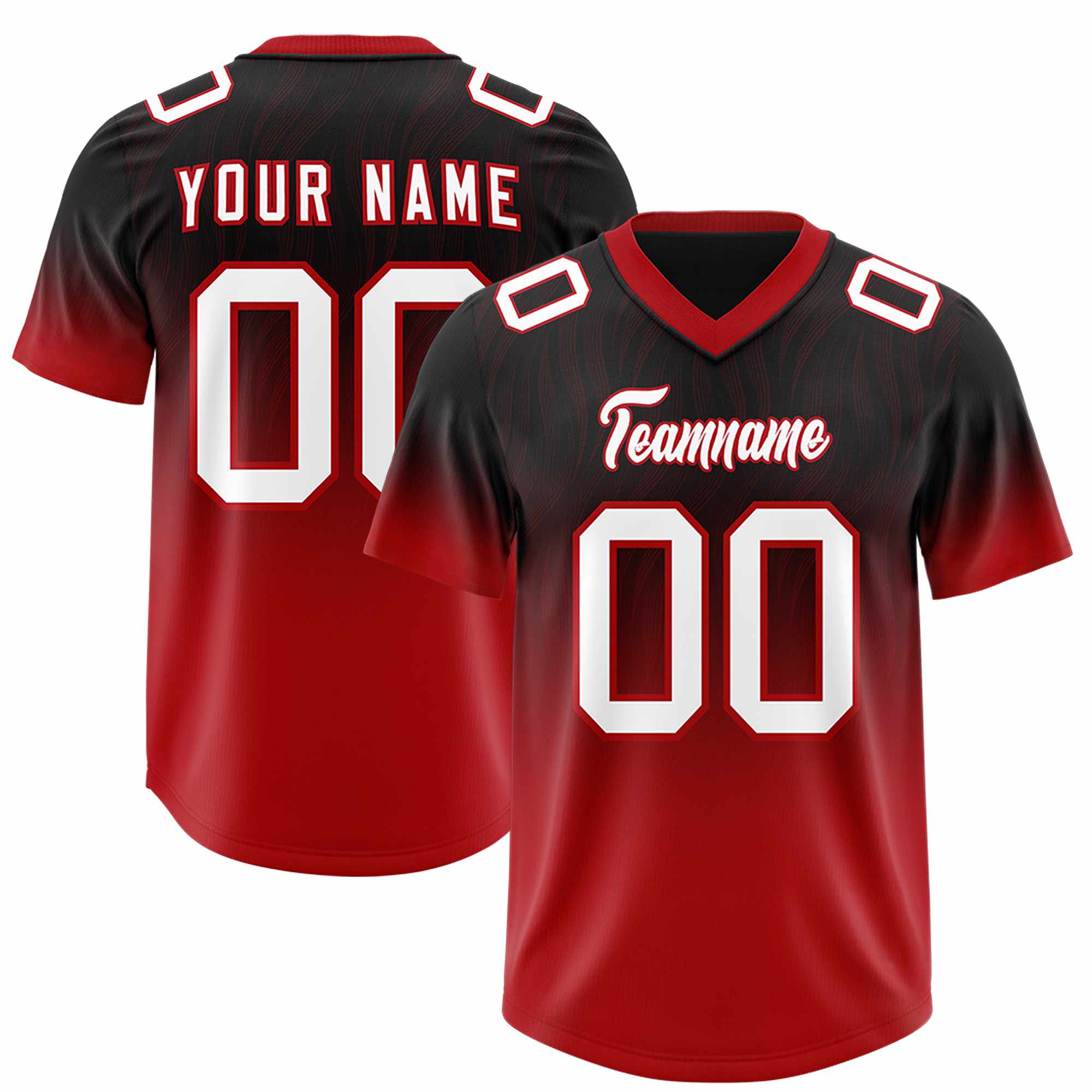 Custom Black Red Gradient Fashion Outdoor Authentic American Football Jersey