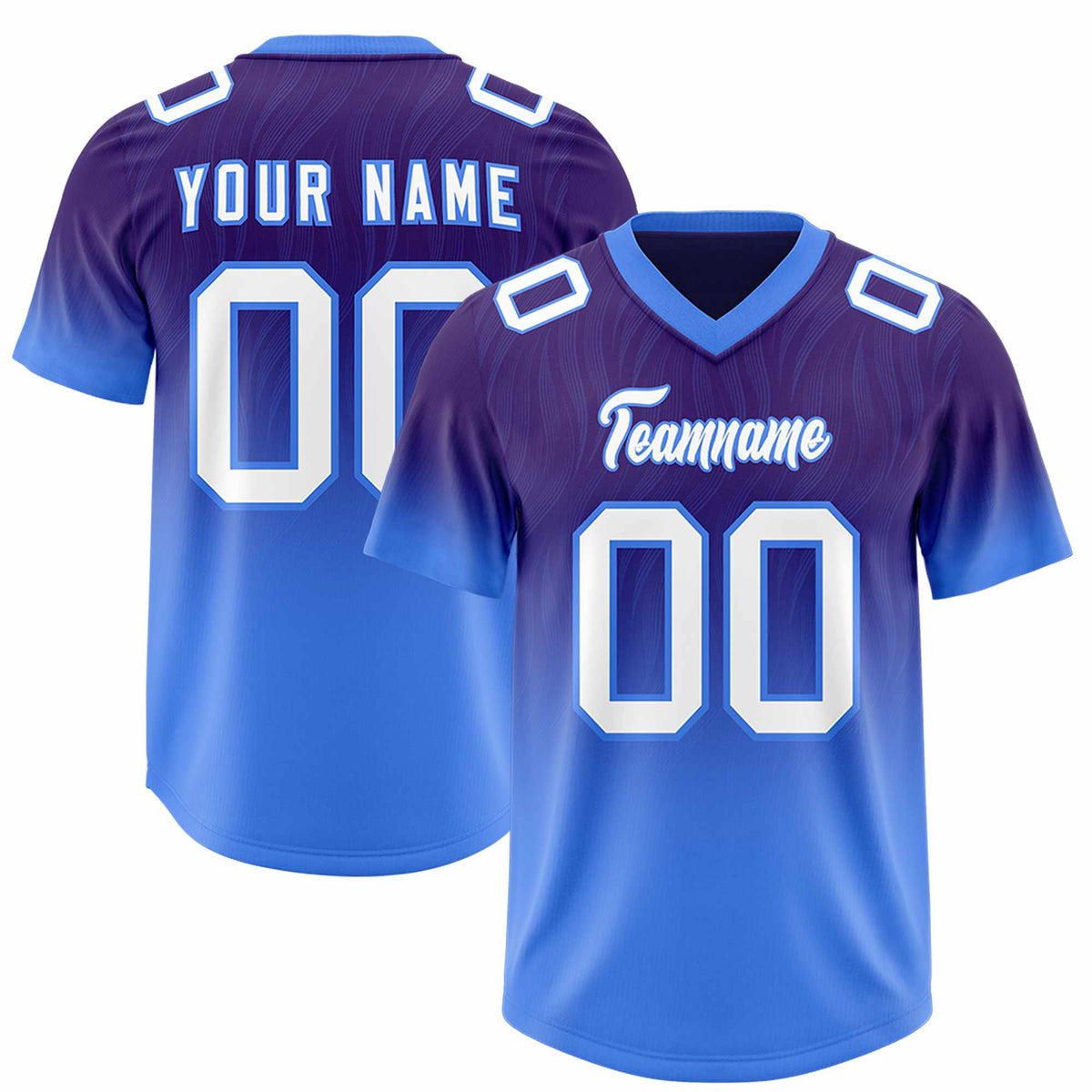 Custom Purple Powder Blue Gradient Fashion Outdoor Authentic American Football Jersey