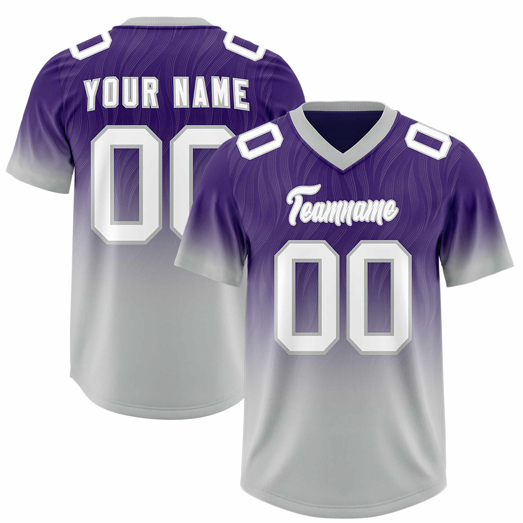 Custom Purple Gray Gradient Fashion Outdoor Authentic American Football Jersey
