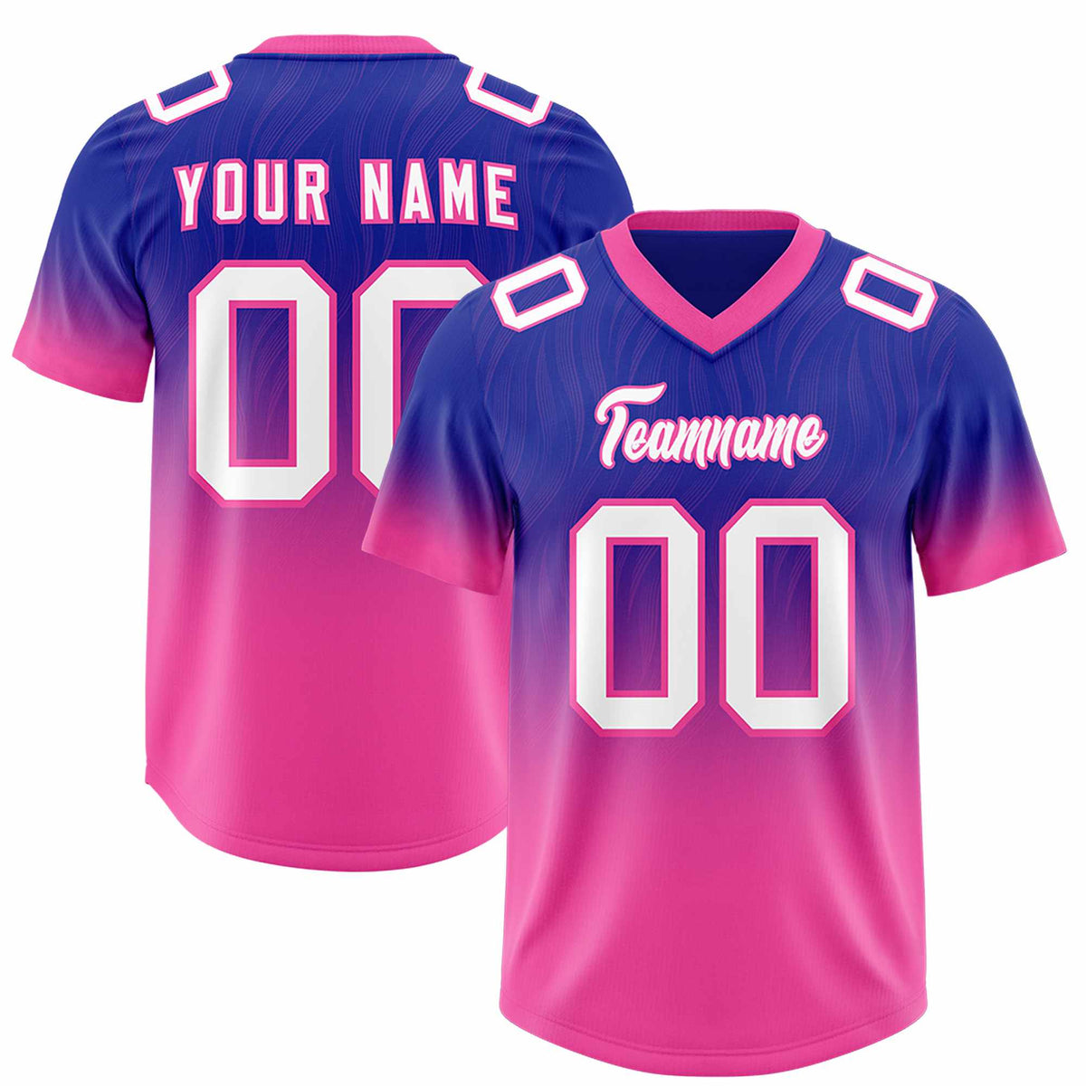 Custom Royal Pink Gradient Fashion Outdoor Authentic American Football Jersey