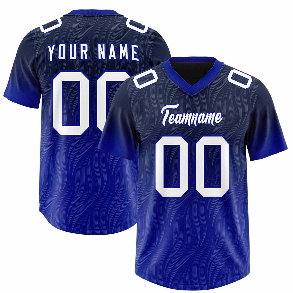 Custom Navy Royal Gradient Fashion Outdoor Authentic American Football Jersey