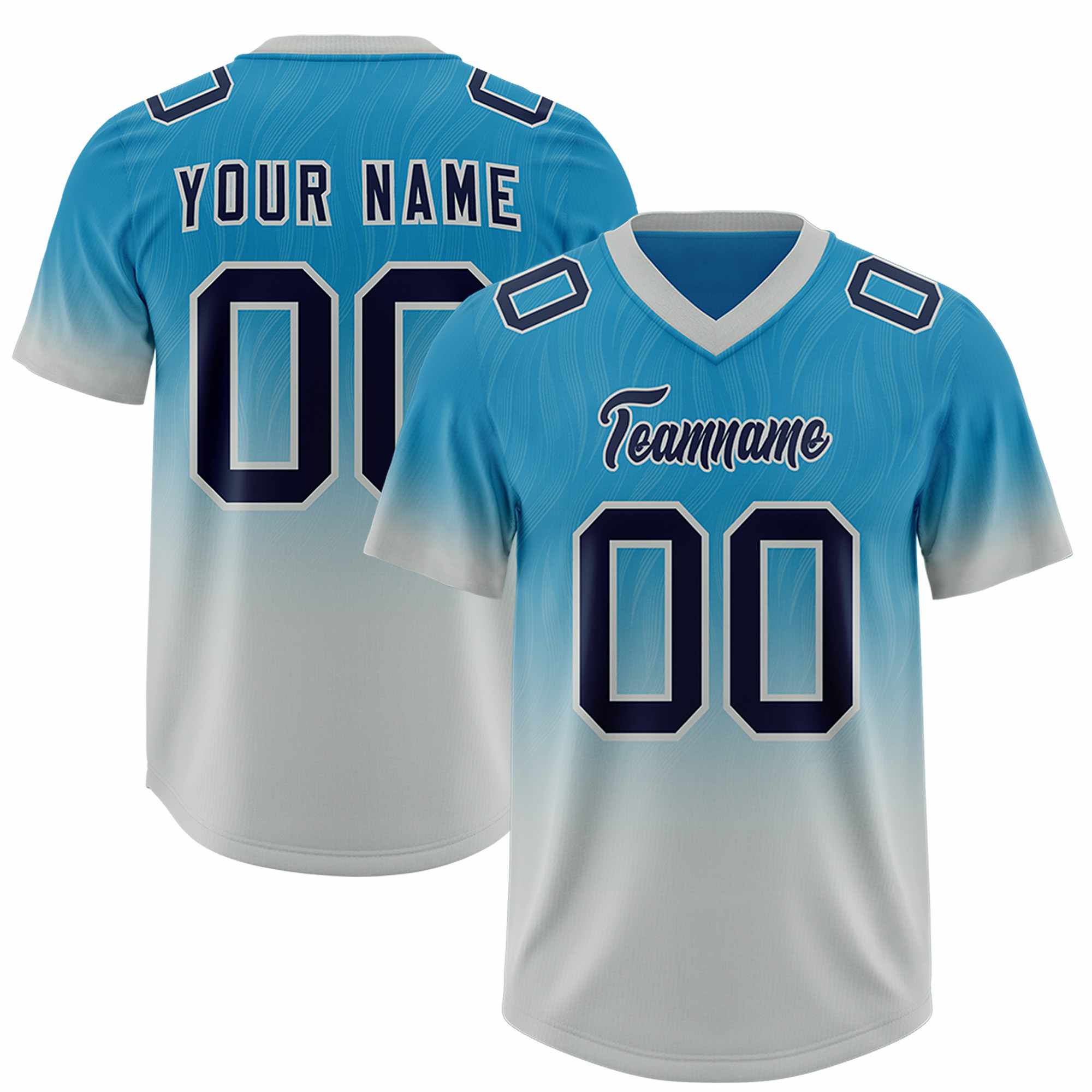 Custom Panther Blue Gray Gradient Fashion Outdoor Authentic American Football Jersey