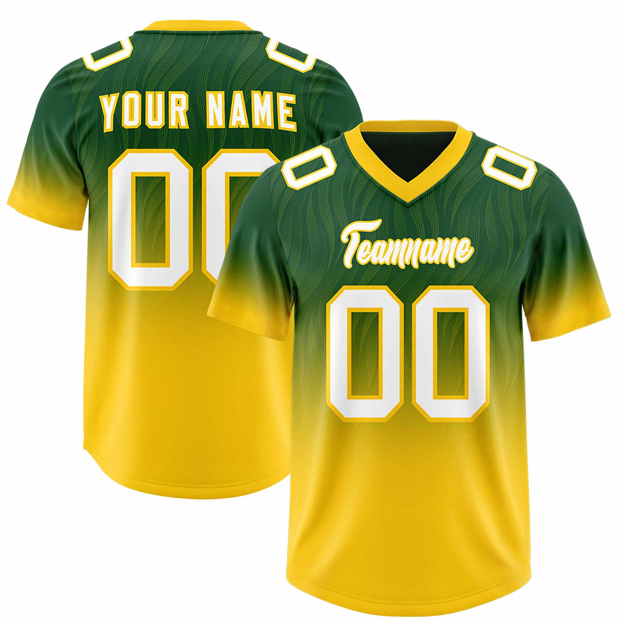 Custom Green Gold Gradient Fashion Outdoor Authentic American Football Jersey