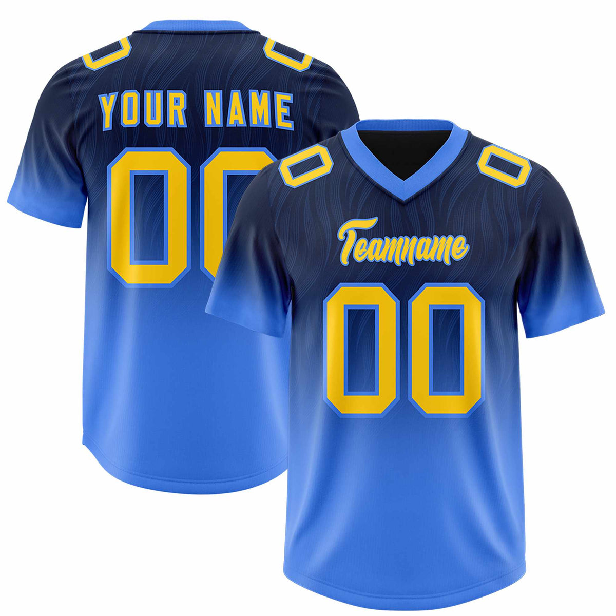 Custom Navy Powder Blue Gradient Fashion Outdoor Authentic American Football Jersey