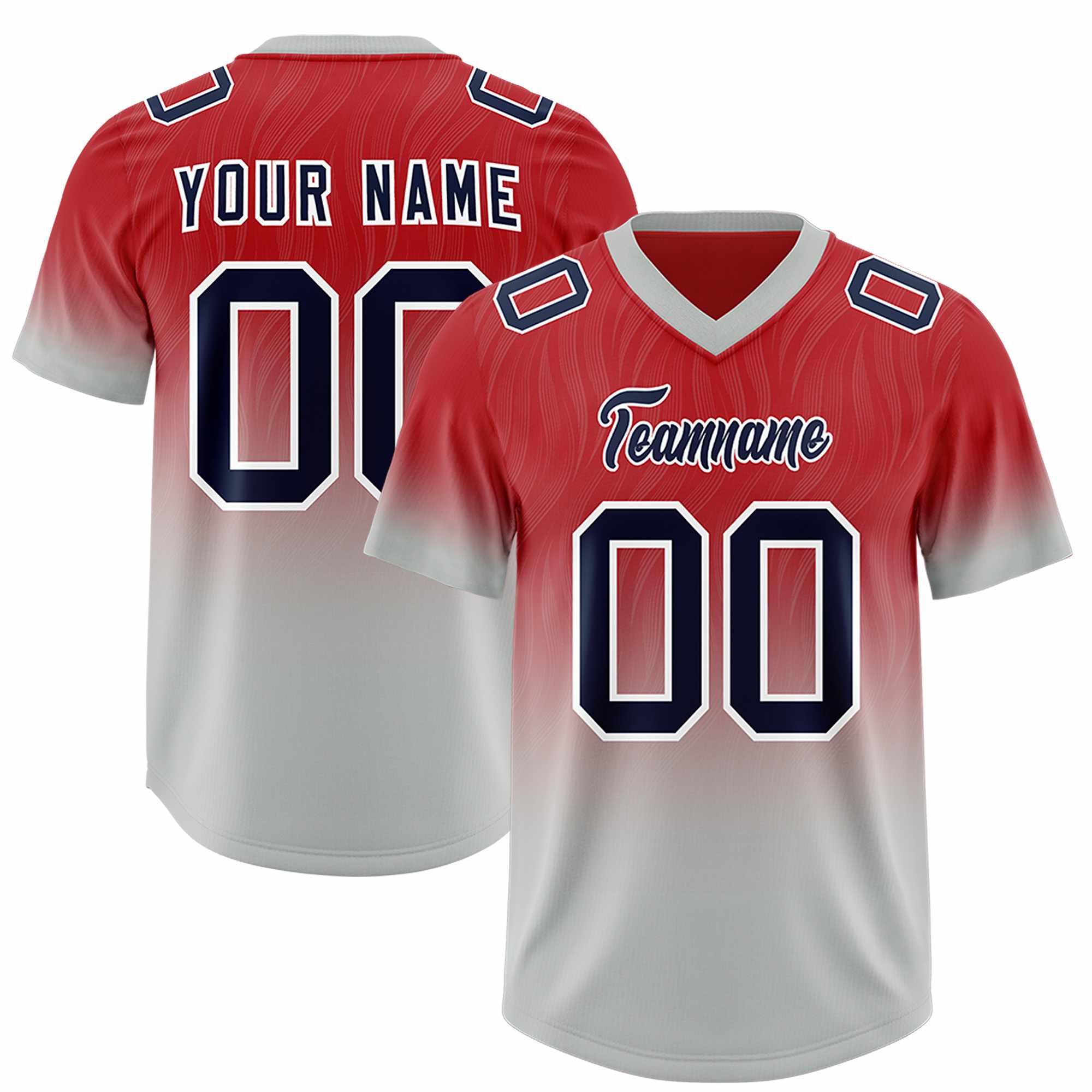 Custom Red Gray Gradient Fashion Outdoor Authentic American Football Jersey