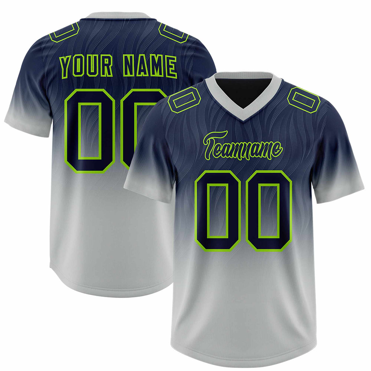 Custom Navy Gray Gradient Fashion Outdoor Authentic American Football Jersey
