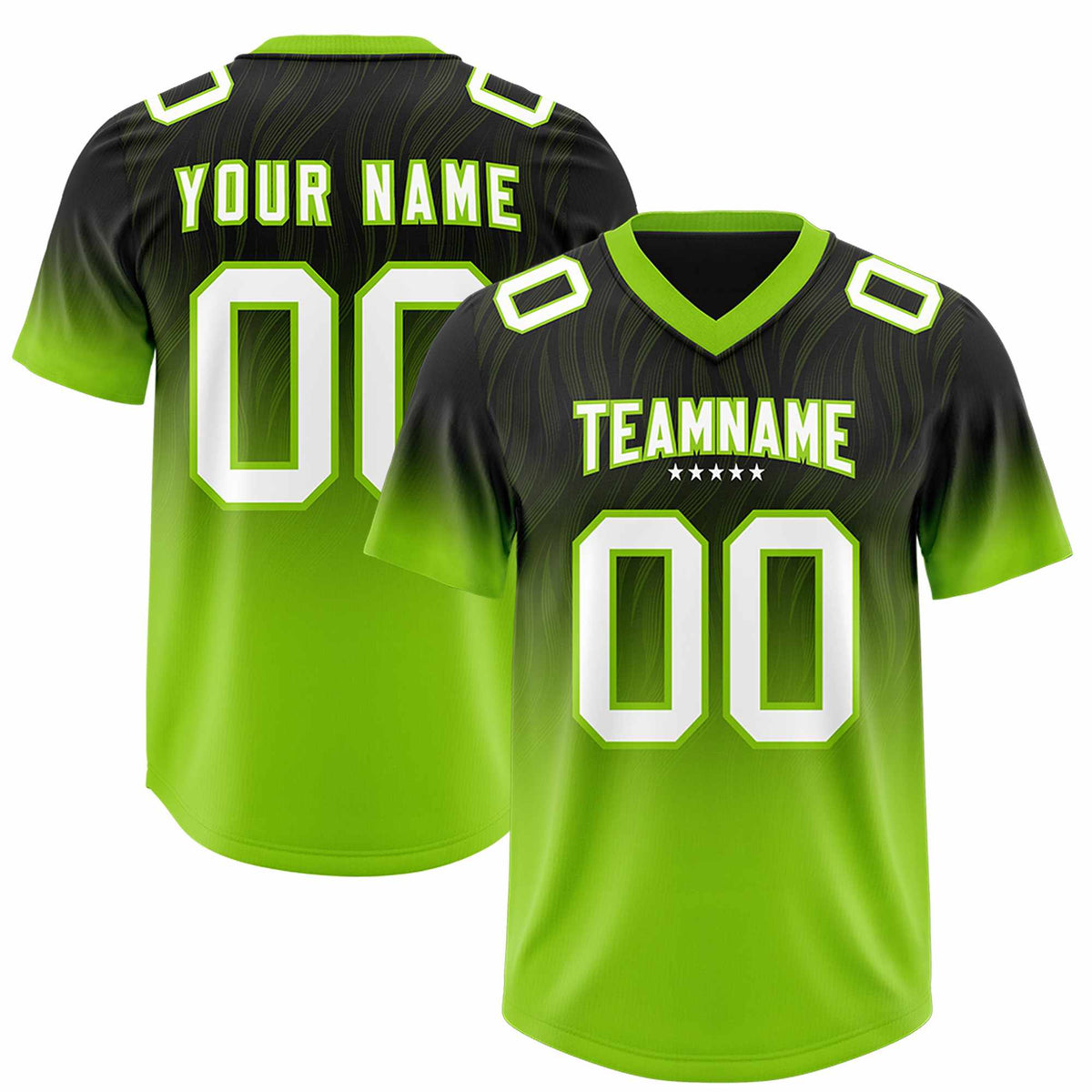 Custom Black Neon Green Gradient Fashion Outdoor Authentic American Football Jersey