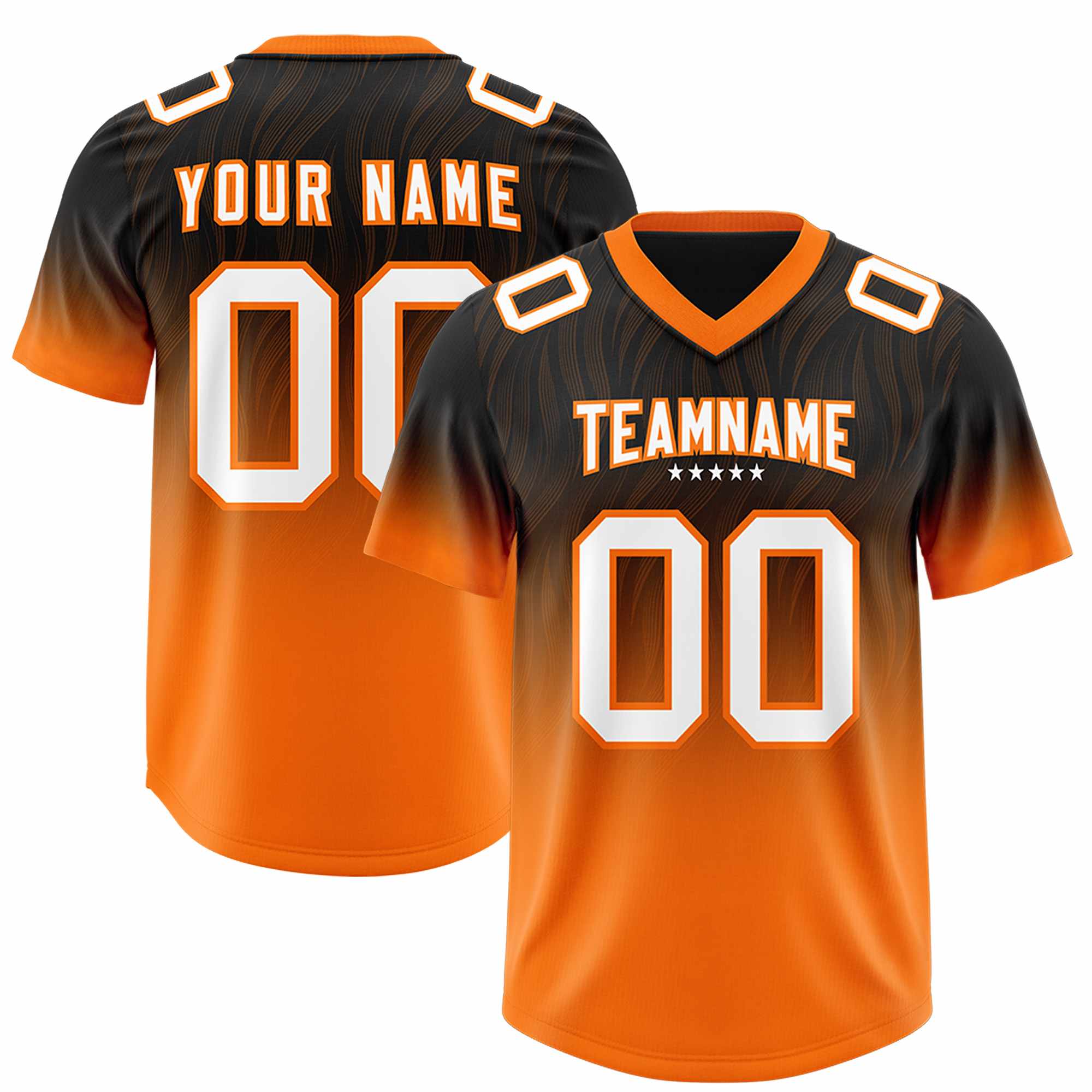 Custom Black Orange Gradient Fashion Outdoor Authentic American Football Jersey