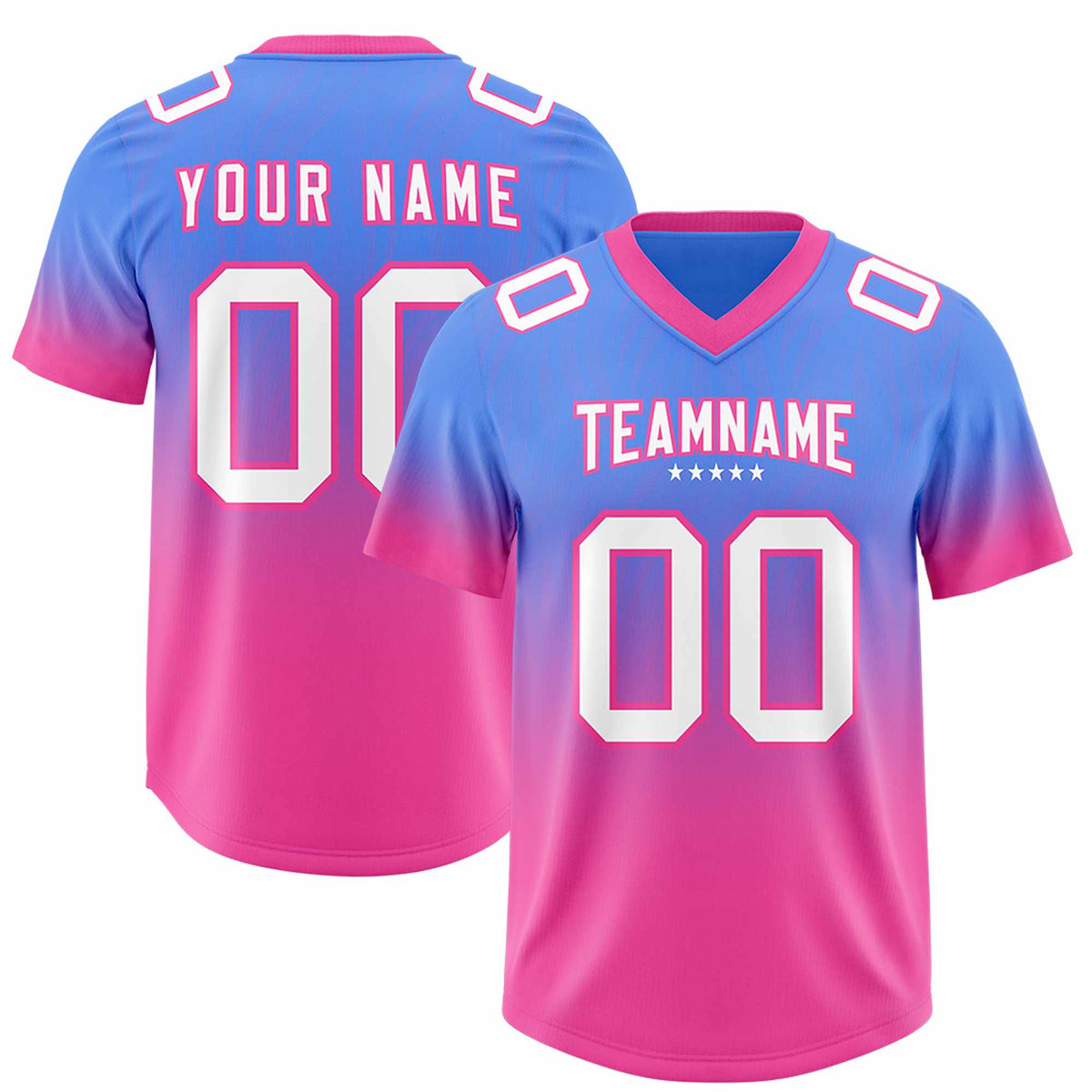 Custom Powder Blue Pink Gradient Fashion Outdoor Authentic American Football Jersey