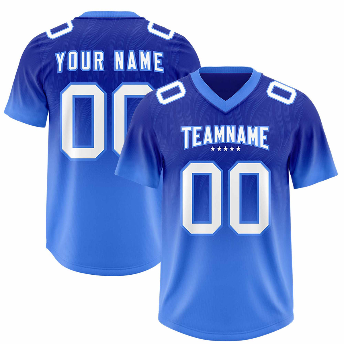 Custom Royal Powder Blue Gradient Fashion Outdoor Authentic American Football Jersey
