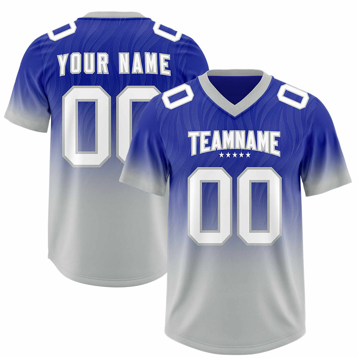 Custom Royal Gray Gradient Fashion Outdoor Authentic American Football Jersey