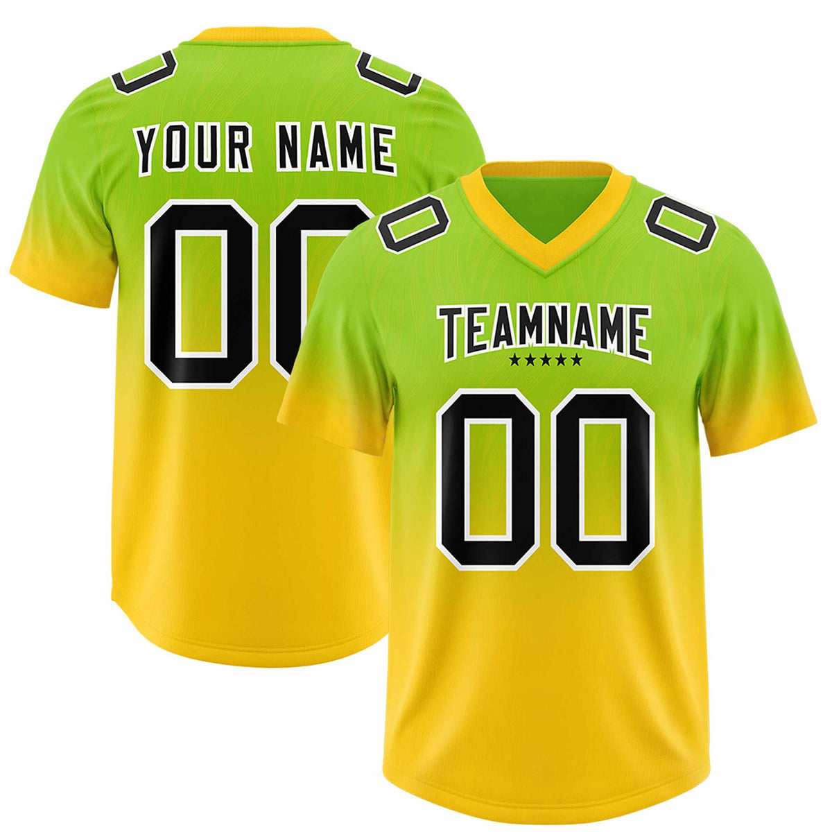 Custom Neon Green Gold Gradient Fashion Outdoor Authentic American Football Jersey