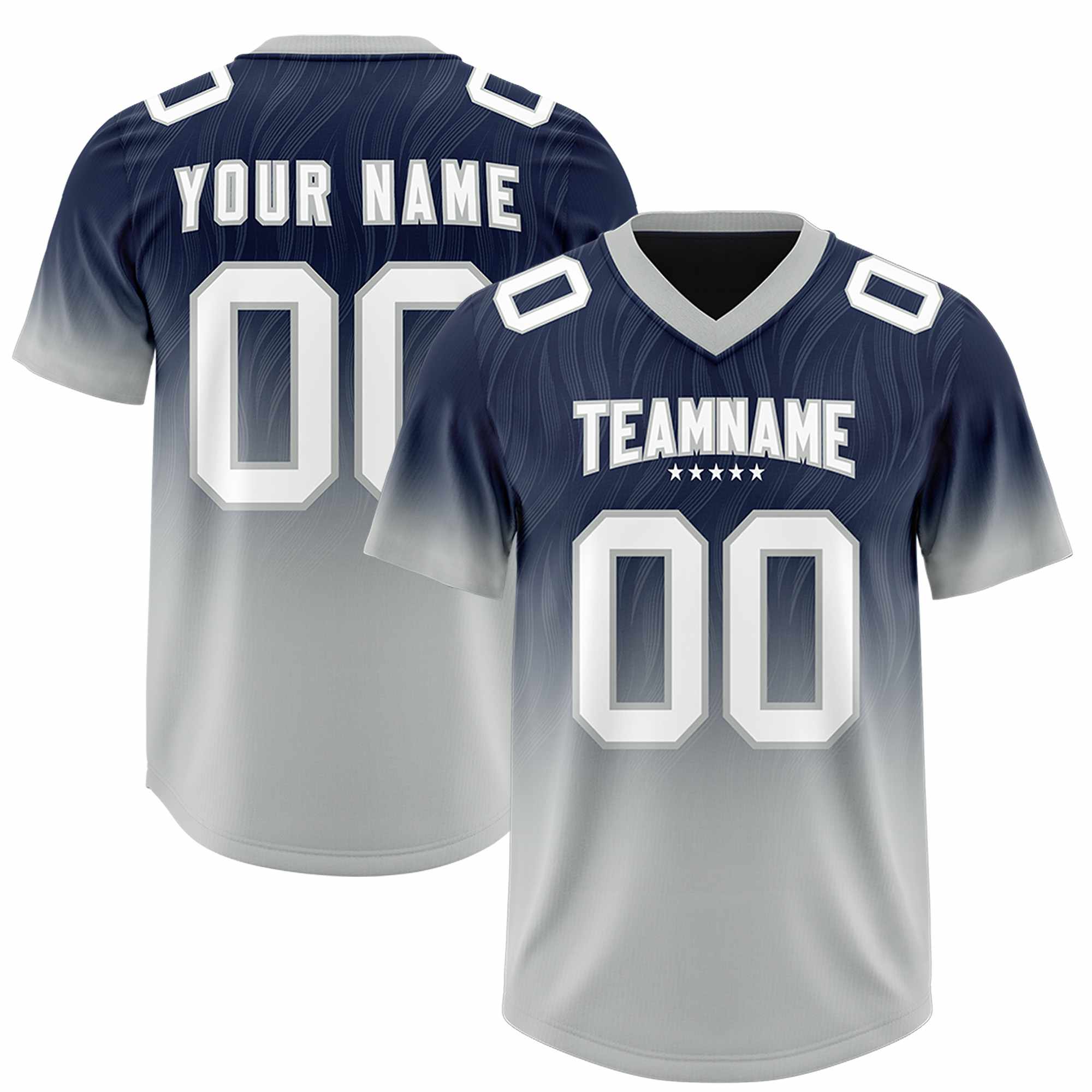 Custom Navy Gray Gradient Fashion Outdoor Authentic American Football Jersey