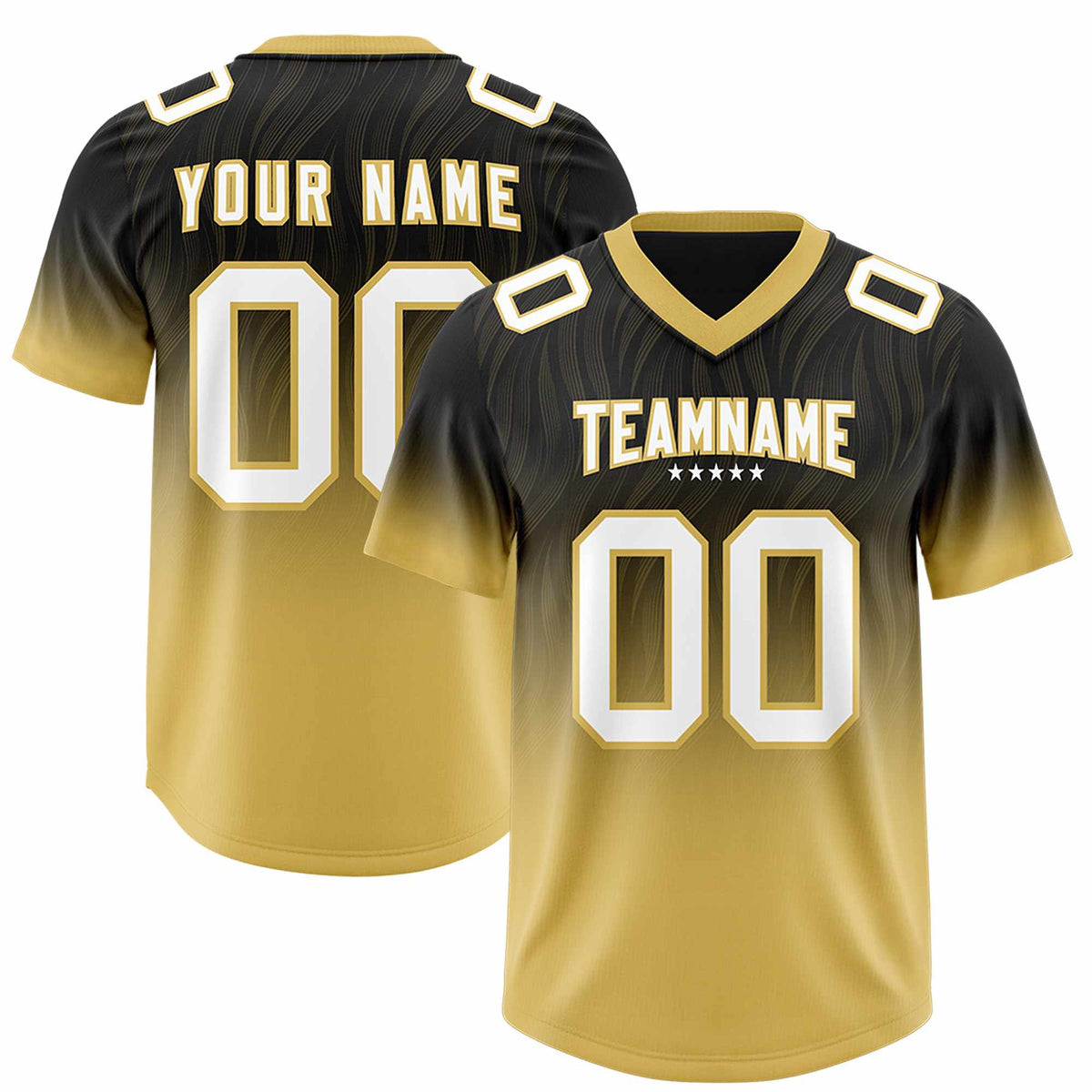 Custom Black Old Gold Gradient Fashion Outdoor Authentic American Football Jersey
