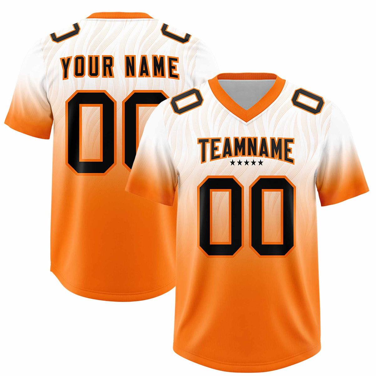 Custom White Orange Gradient Fashion Outdoor Authentic American Football Jersey