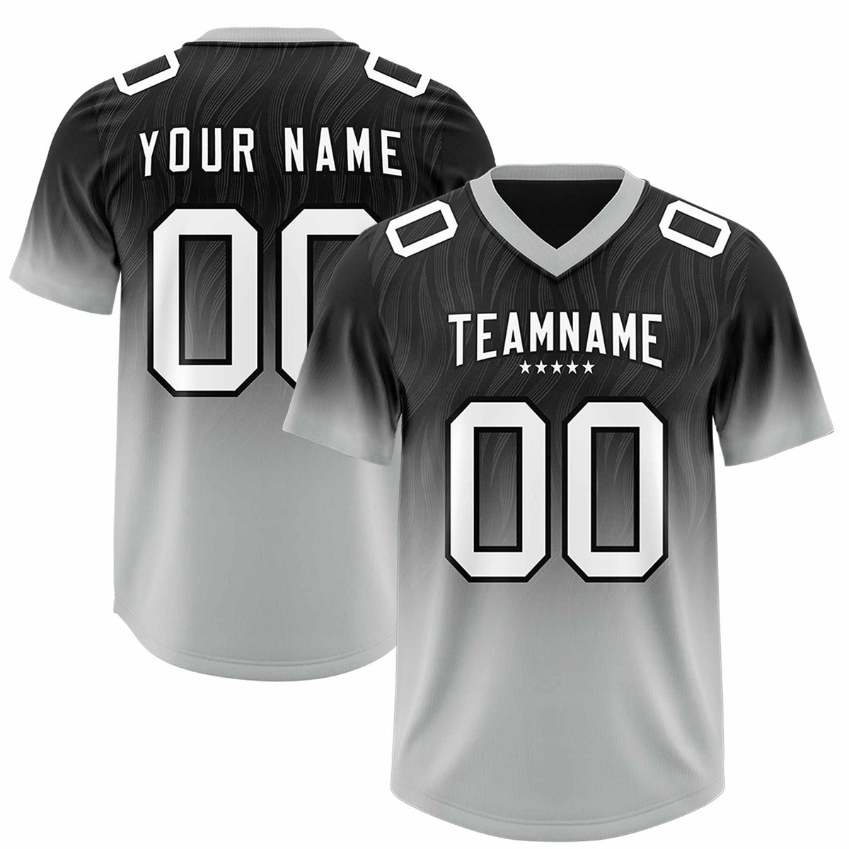 Custom Black Gray Gradient Fashion Outdoor Authentic American Football Jersey
