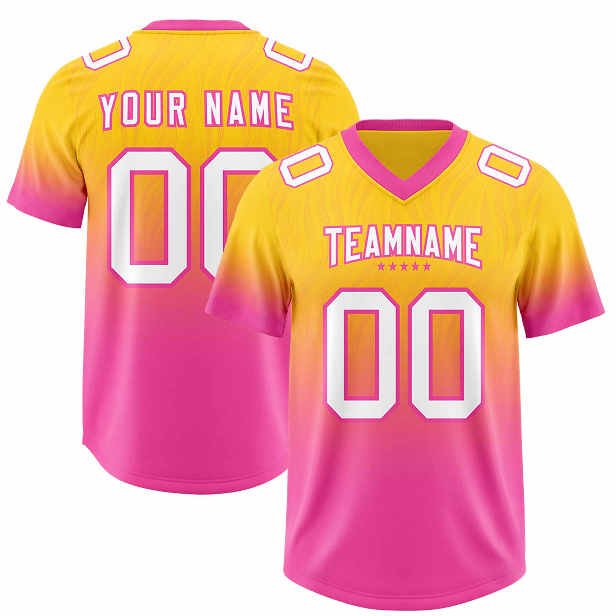 Custom Gold Pink Gradient Fashion Outdoor Authentic American Football Jersey